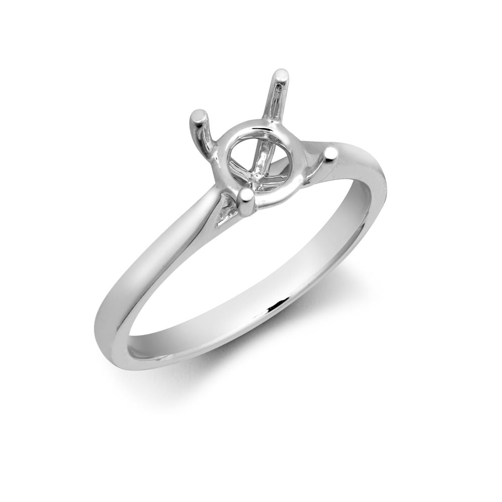 18ct White Gold 1.00ct Solitaire Plain Wed-fit Ring Mount - Stock Size N