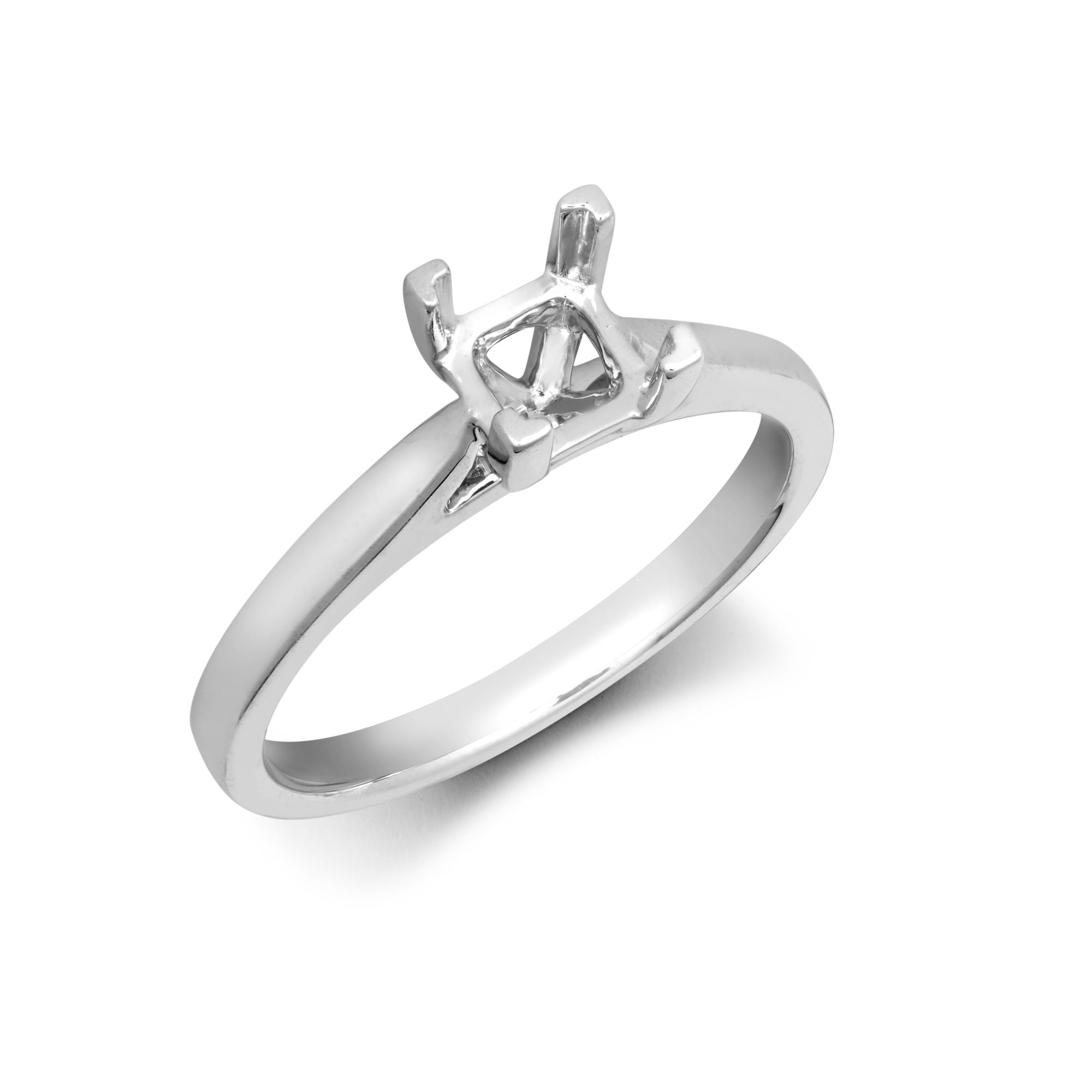 18ct White Gold 1.00ct Princess Cut Solitaire Plain Wed-fit Ring Mount - Stock Size N