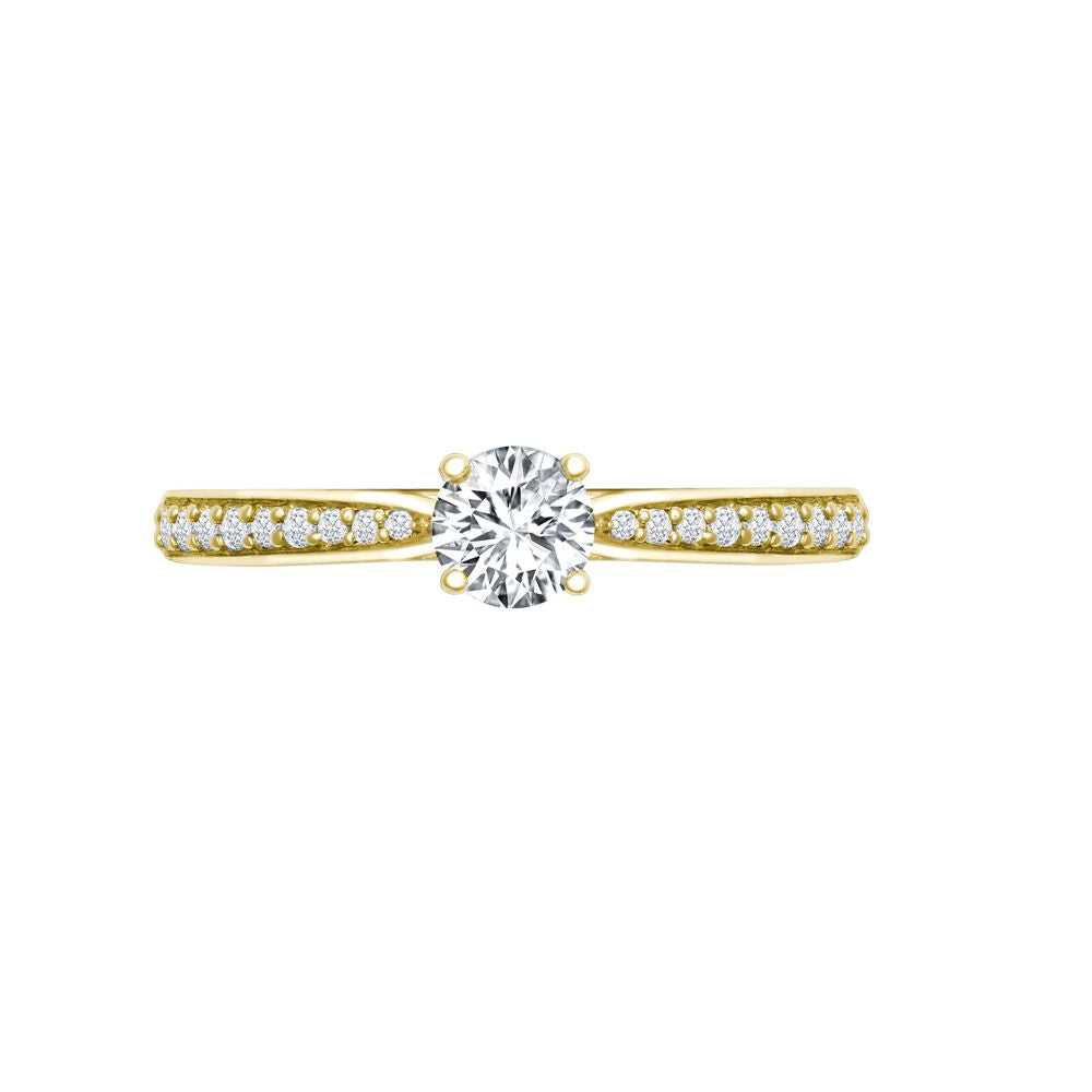 18ct Yellow Gold 0.12ct Natural Diamond Pave set Wed-fit Ring Mount- Holds 0.25ct