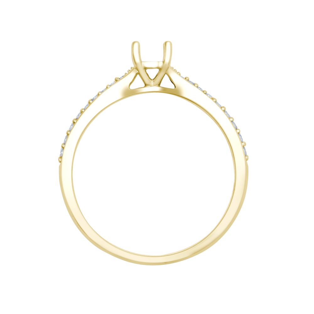 18ct Yellow Gold 0.12ct Natural Diamond Pave set Wed-fit Ring Mount- Holds 0.25ct