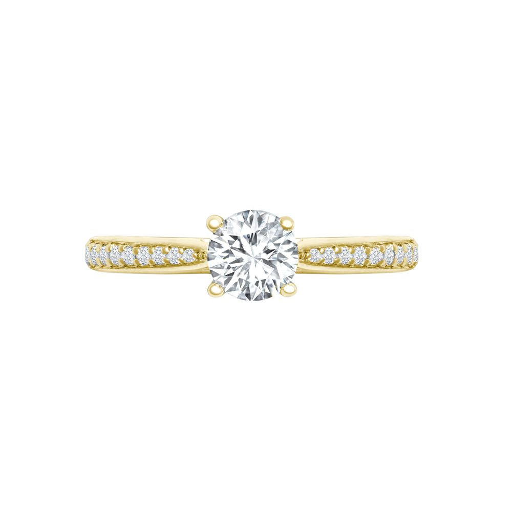 18ct Yellow Gold 0.12ct Natural Diamond Pave set Wed-fit Ring Mount- Holds 0.50ct