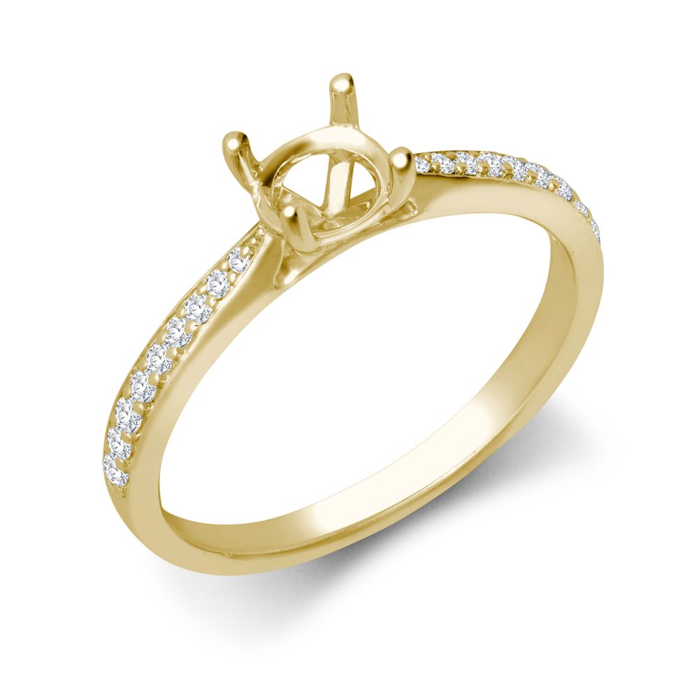 18ct Yellow Gold 0.12ct Natural Diamond Pave set Wed-fit Ring Mount- Holds 0.50ct