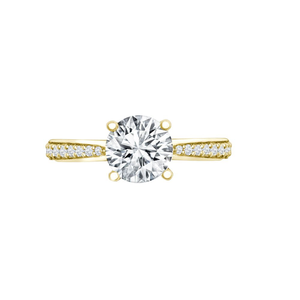 18ct Yellow Gold 0.14ct Natural Diamond Pave set Wed-fit Ring Mount- Holds 1.00ct