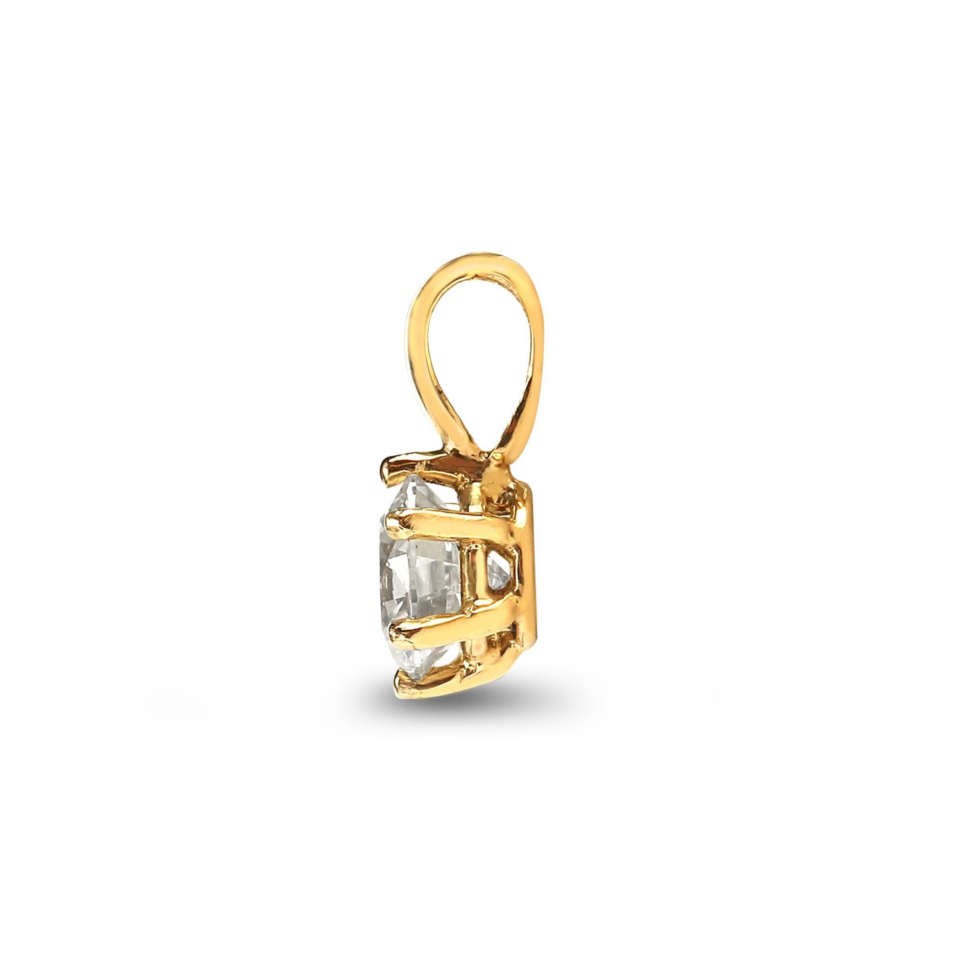 18ct Yellow Gold 10pts 6 Claw Natural Diamond Solitaire Pendant