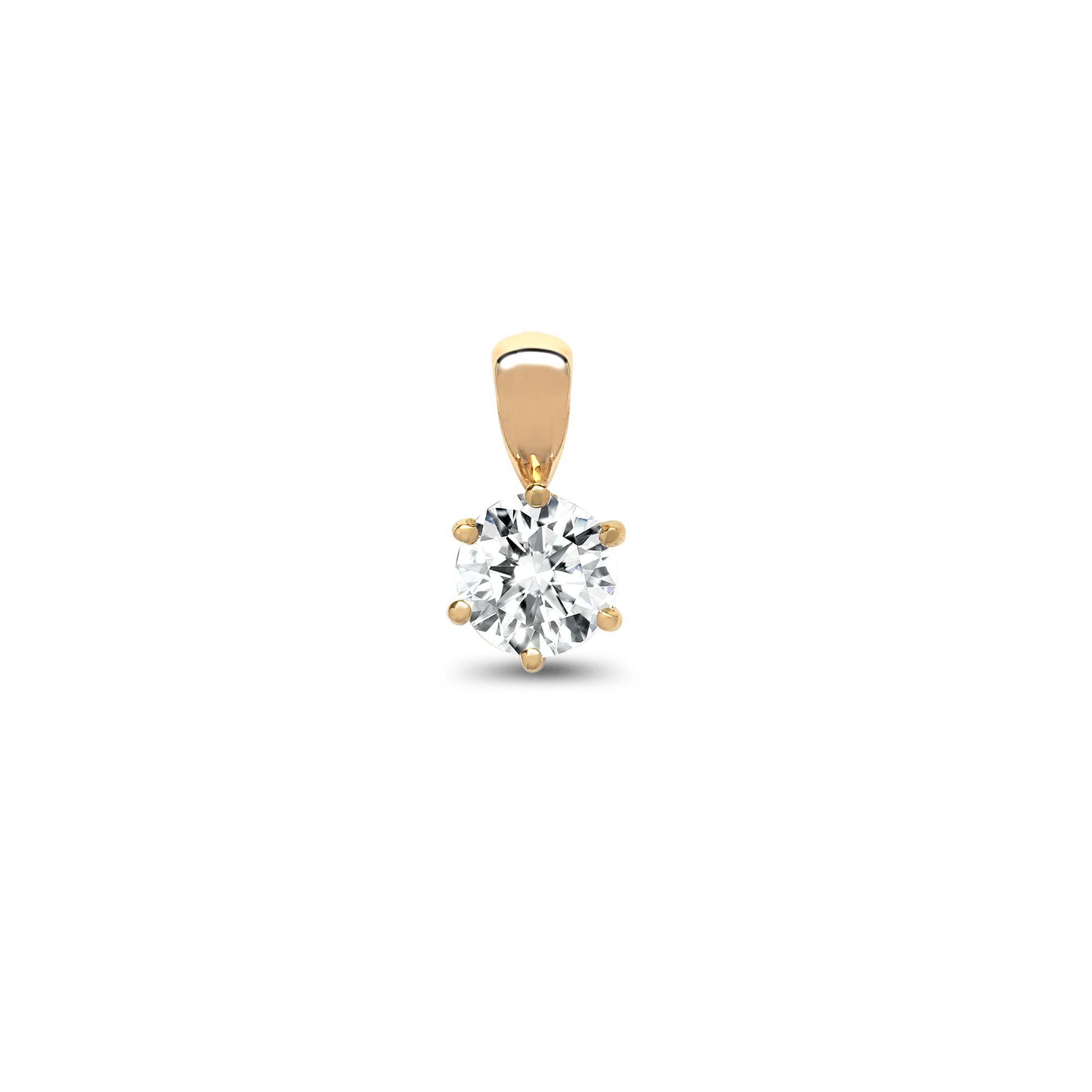 18ct Yellow Gold 10pts 6 Claw Natural Diamond Solitaire Pendant