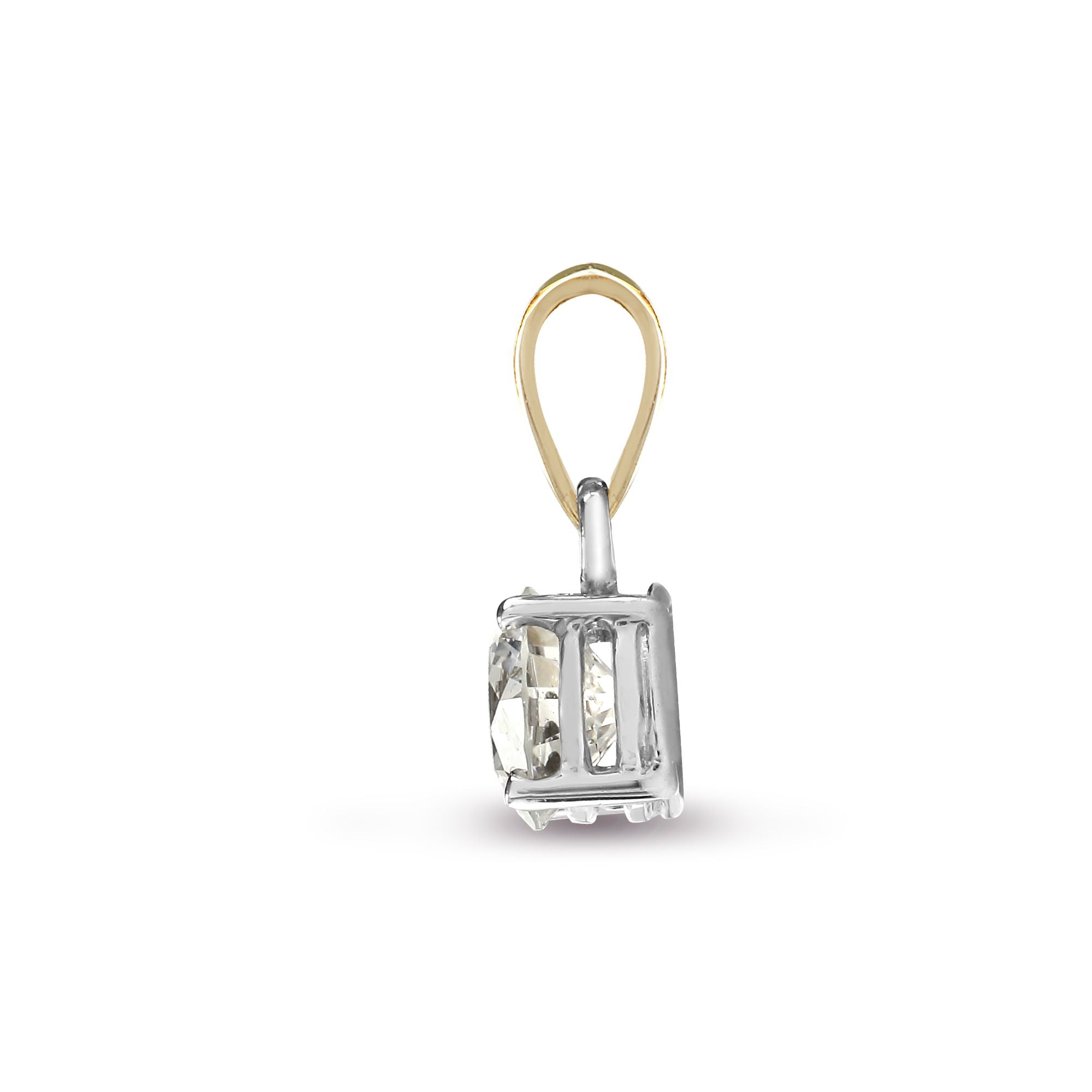 Lab 18ct Gold 25pts Claw set Pendant