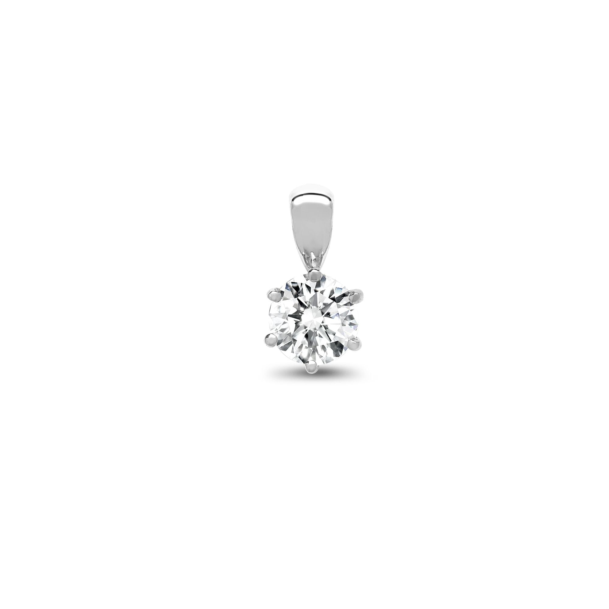 18ct White Gold 50pt 6 Claw Natural Diamond Solitaire Pendant