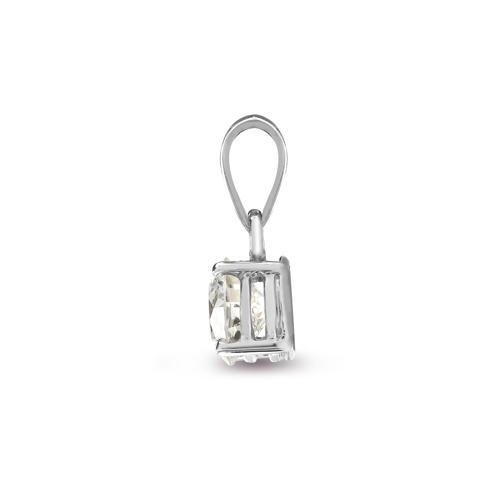 18ct White Gold 10pt 4 Claw Natural Diamond Solitaire Pendant