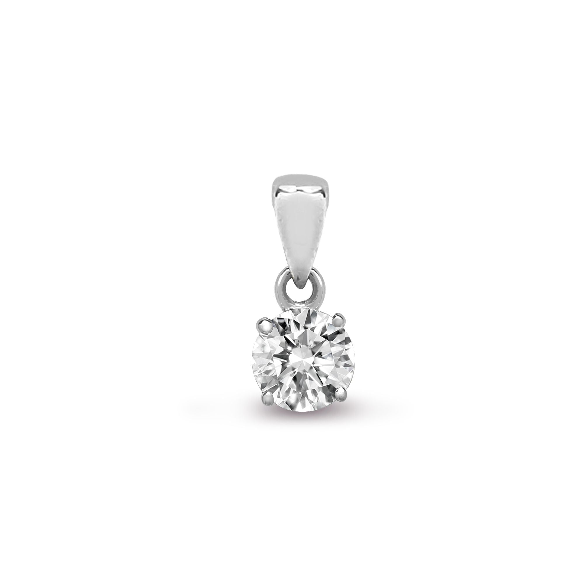 18ct White Gold 10pt 4 Claw Natural Diamond Solitaire Pendant