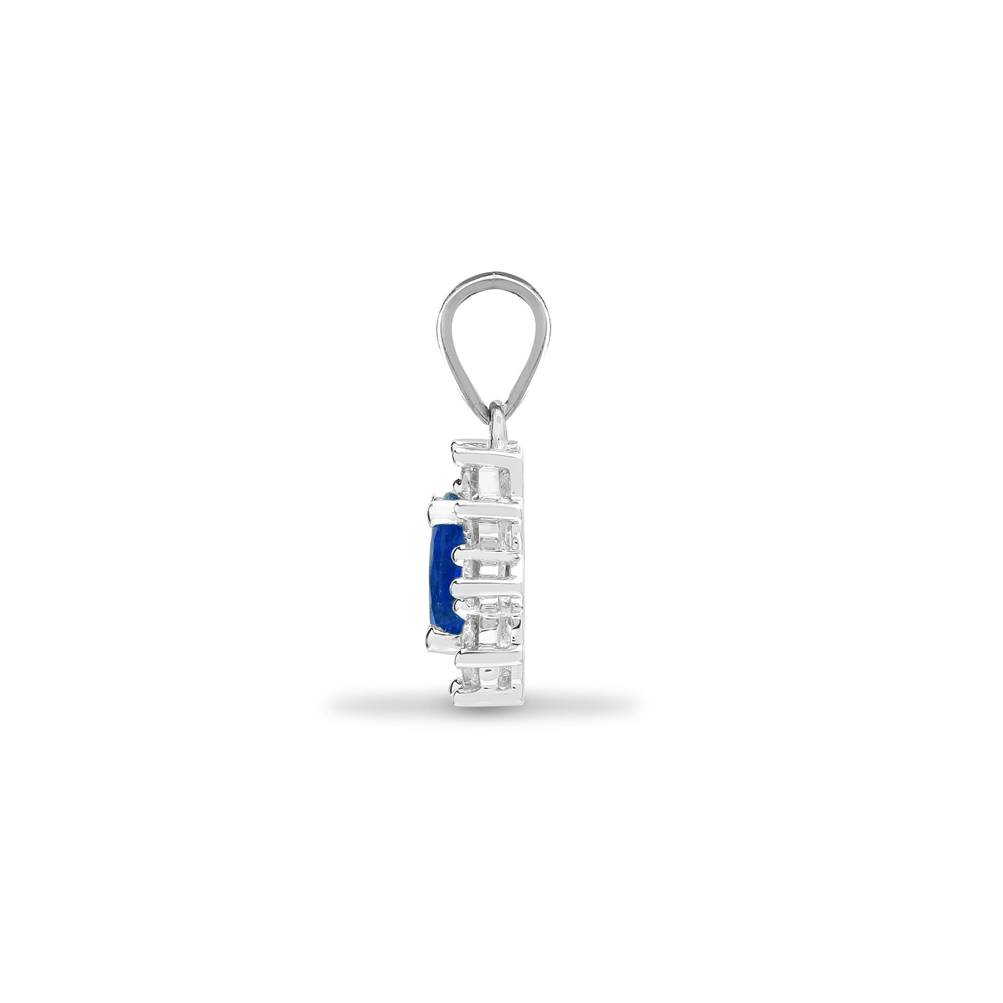 18ct White Gold Natural Diamond And Sapphire Pendant