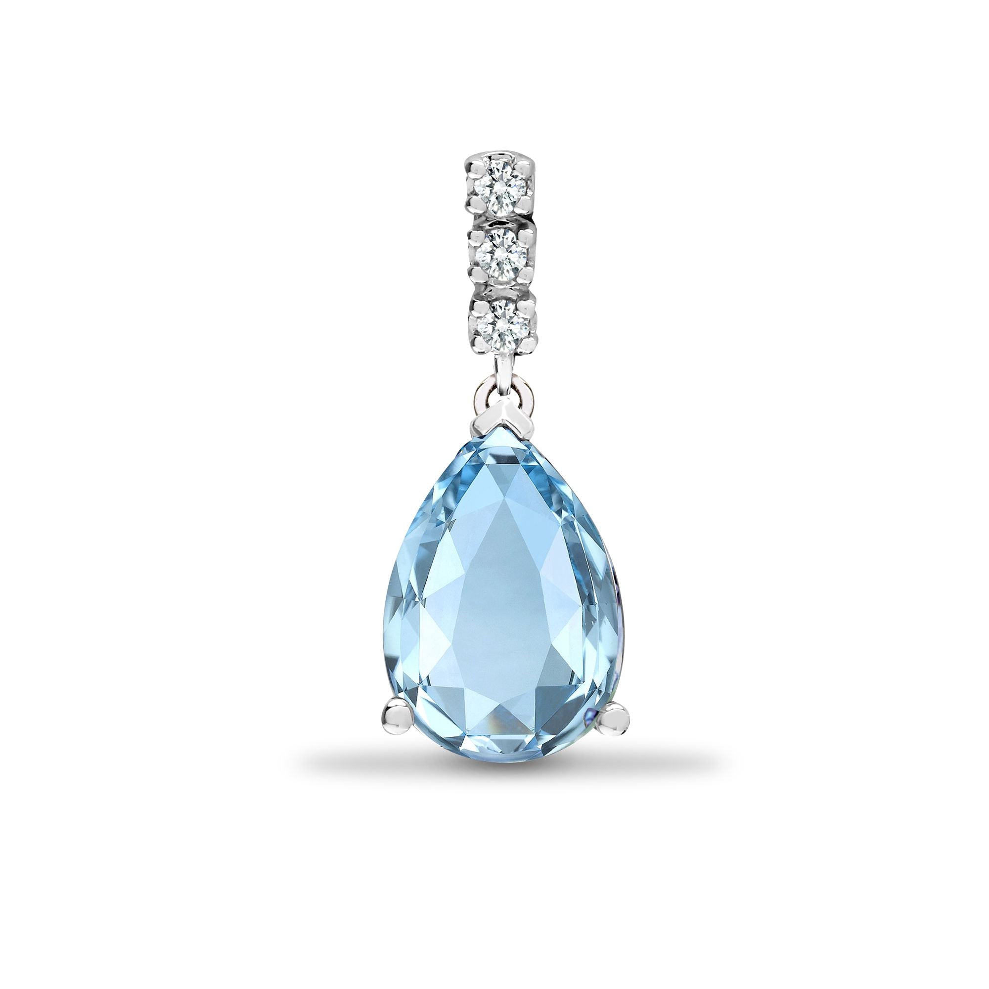 18ct White Gold Natural Diamond And Blue Topaz Pendant