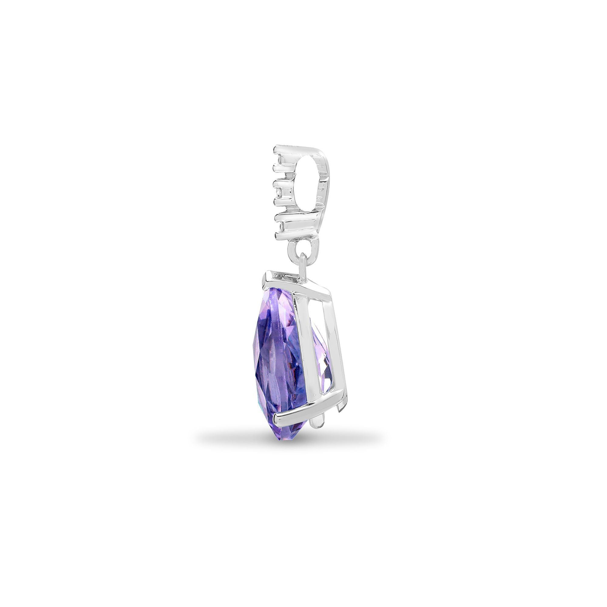 18ct White Gold Natural Diamond And Amethyst Pendant