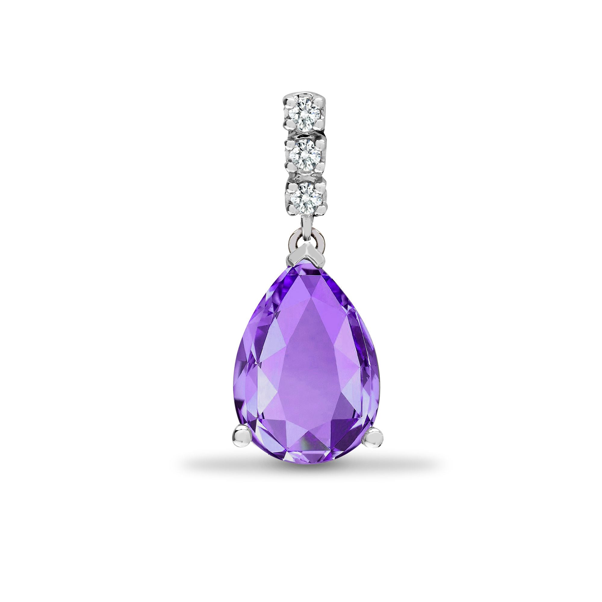 18ct White Gold Natural Diamond And Amethyst Pendant