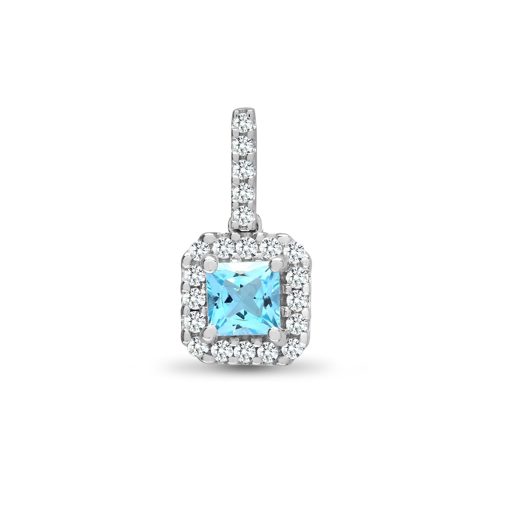 18ct White Gold Natural Diamond And Blue Topaz Pendant