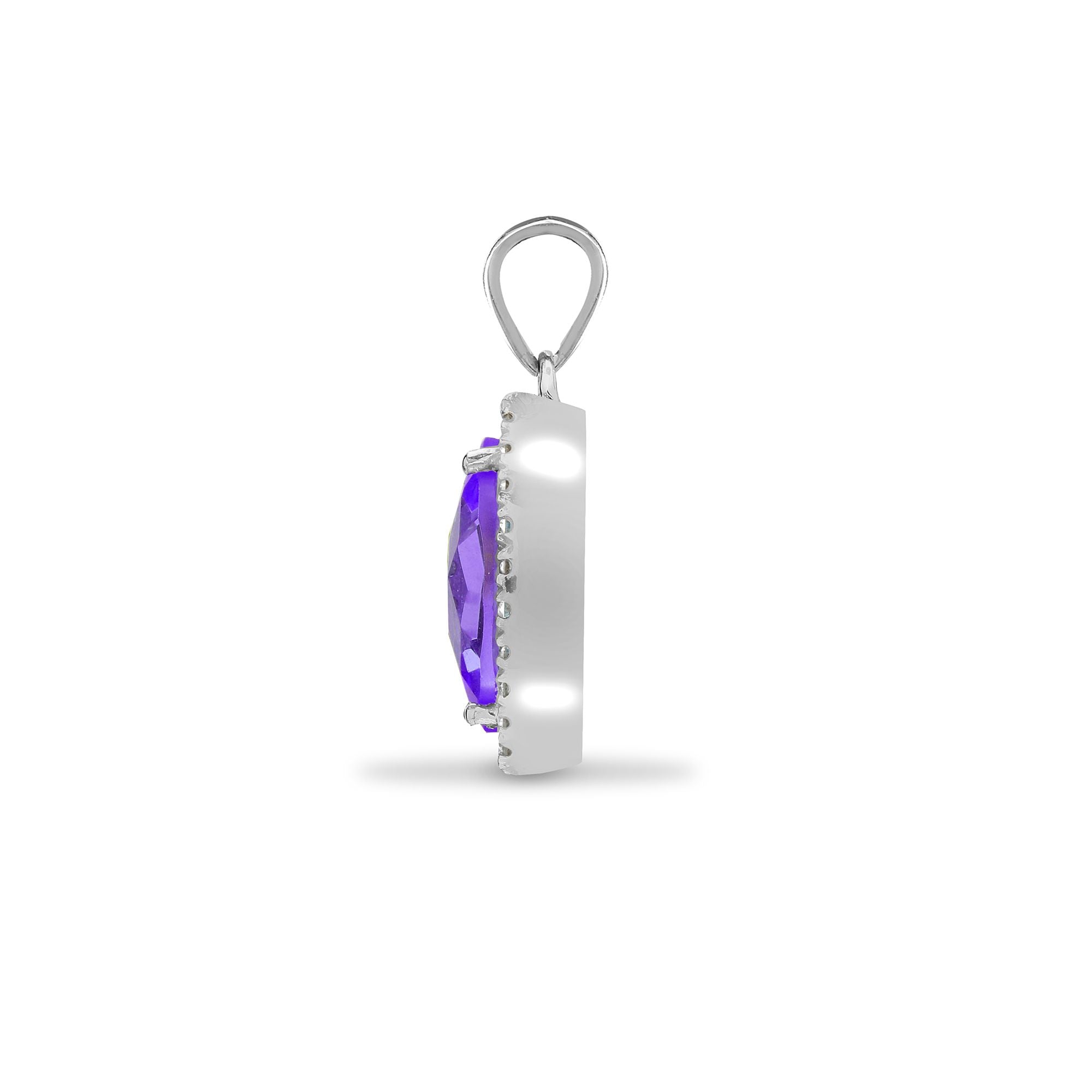 18ct White Gold Natural Diamond And Amethyst Pendant
