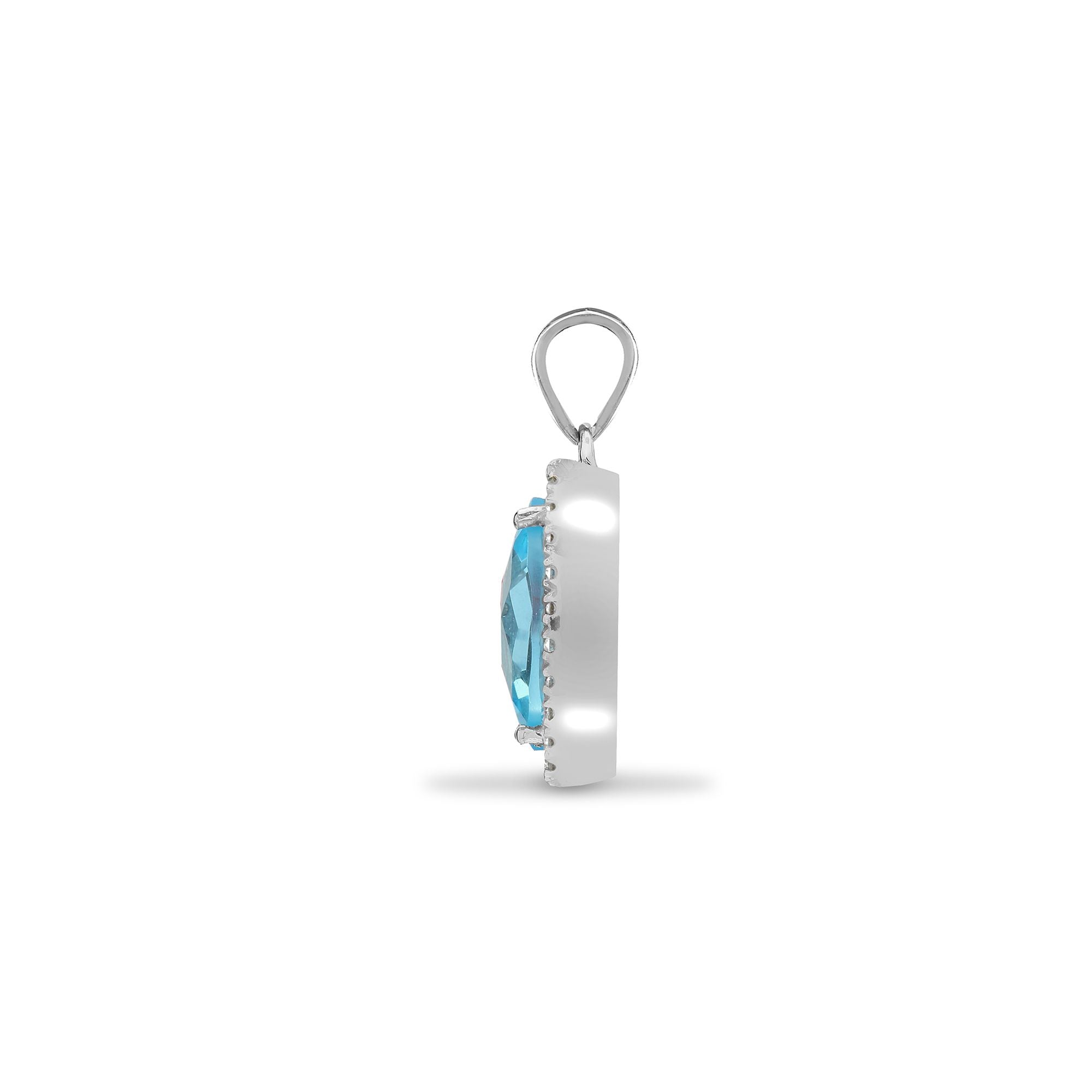 18ct White Gold Natural Diamond And Blue Topaz Pendant