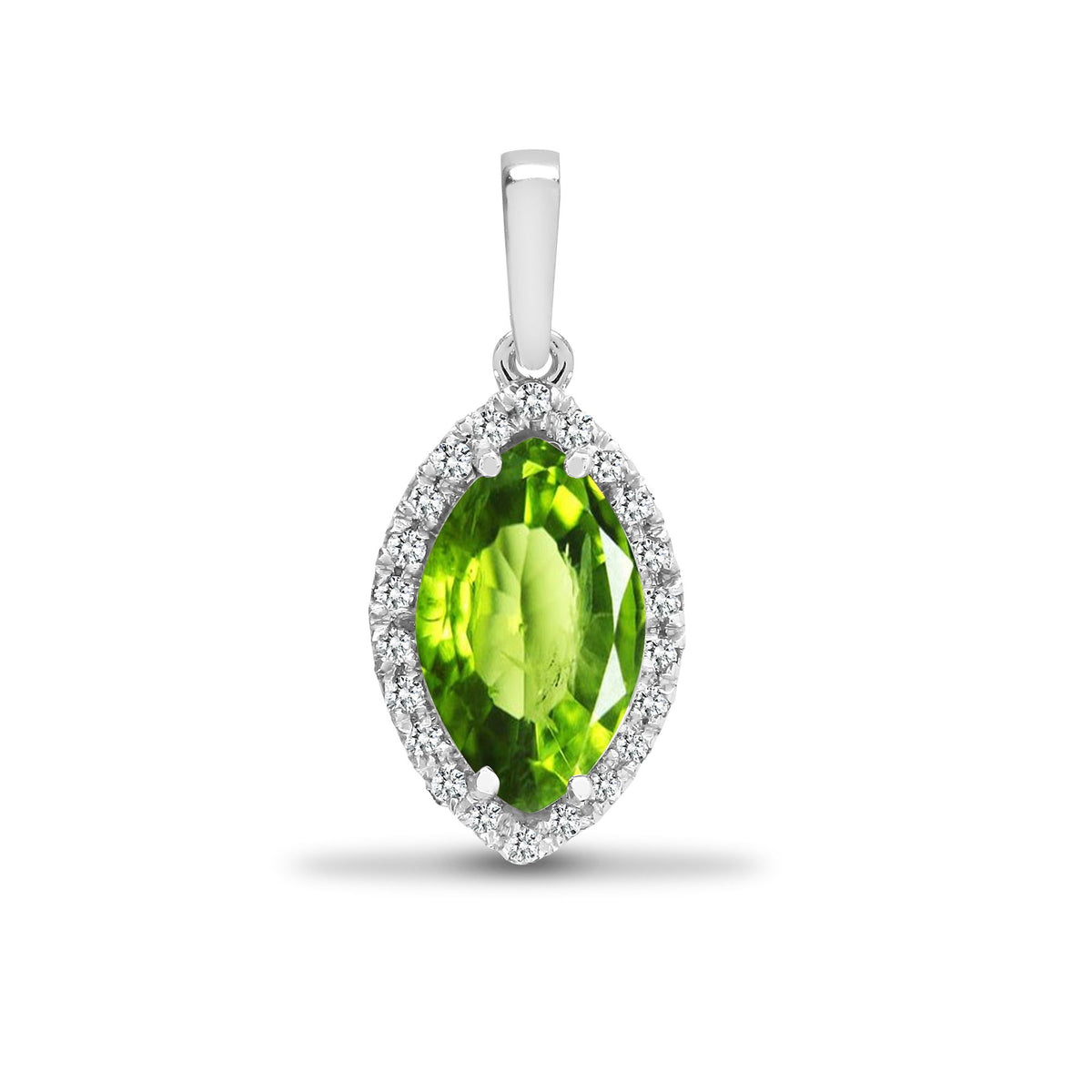 18ct White Gold Natural Diamond And Peridot Pendant