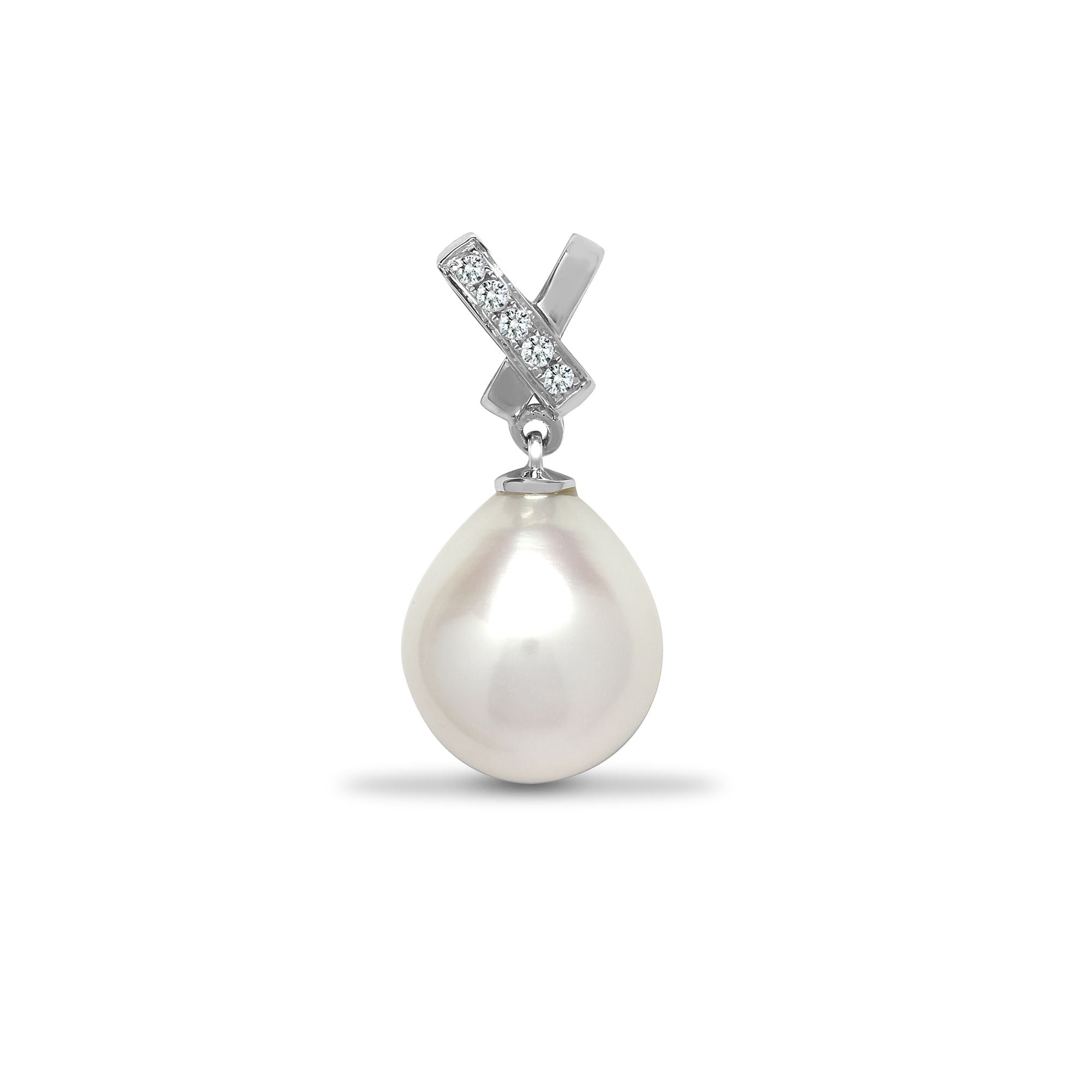 18ct White Gold Natural Diamond And Pearl Pendant