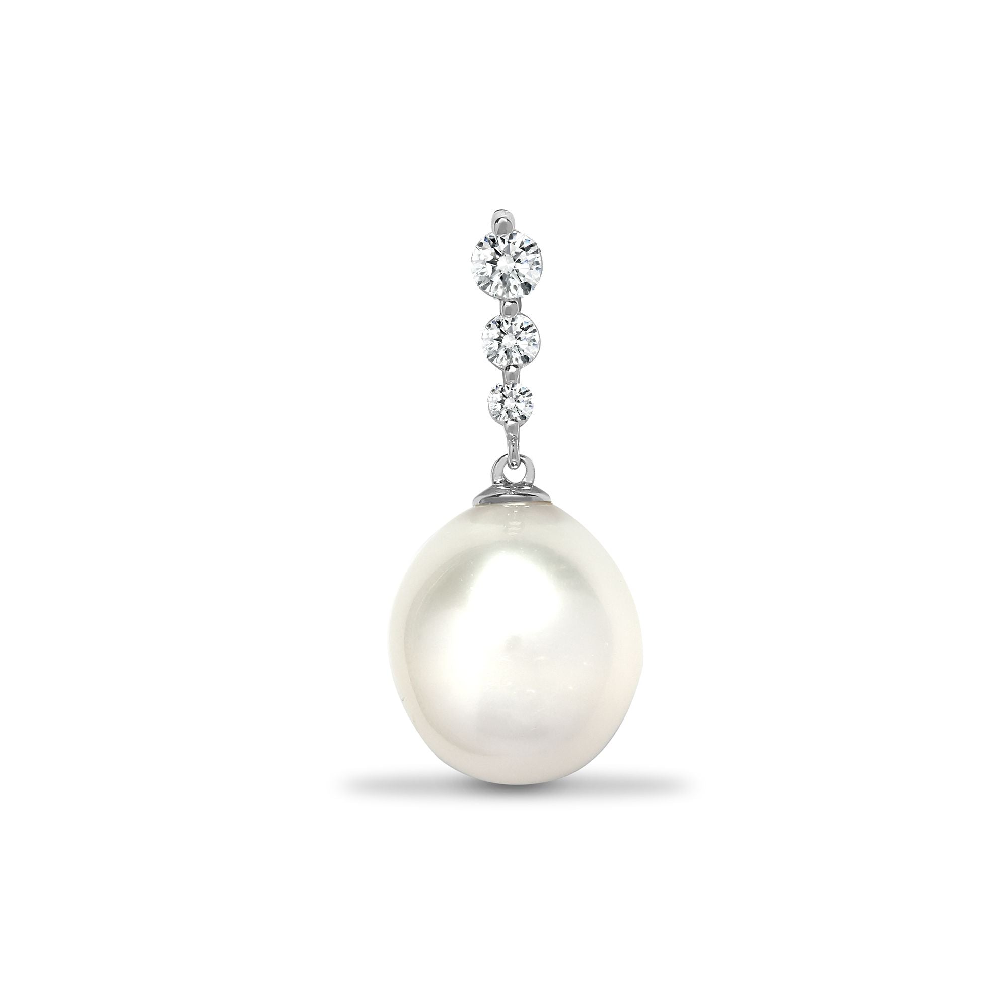 18ct White Gold Natural Diamond And Pearl Pendant