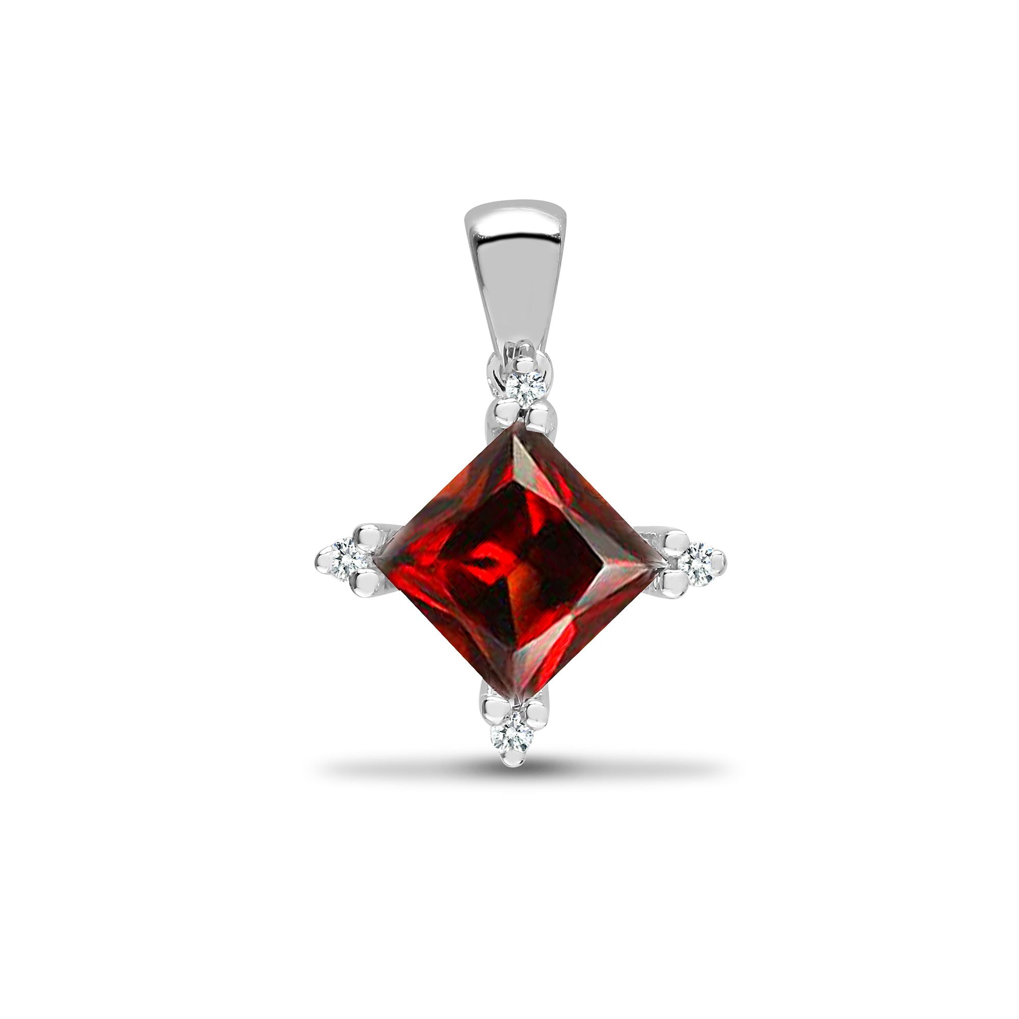 18ct White Gold Natural Diamond And Garnet Pendant