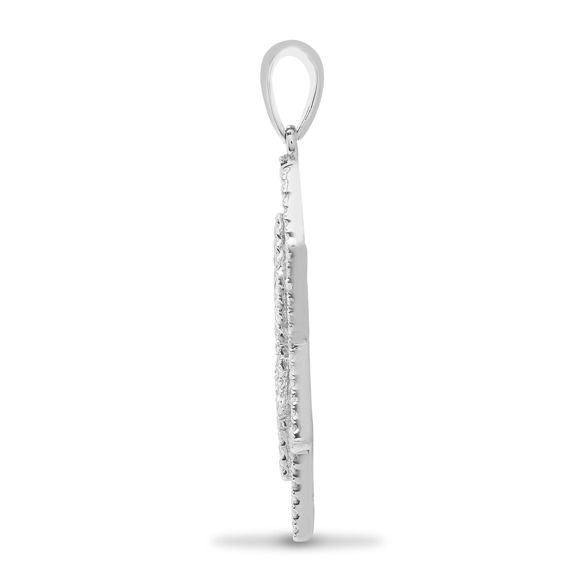 18P277 | 18ct White Gold Natural Diamond Star of David Pendant - 0.60ct