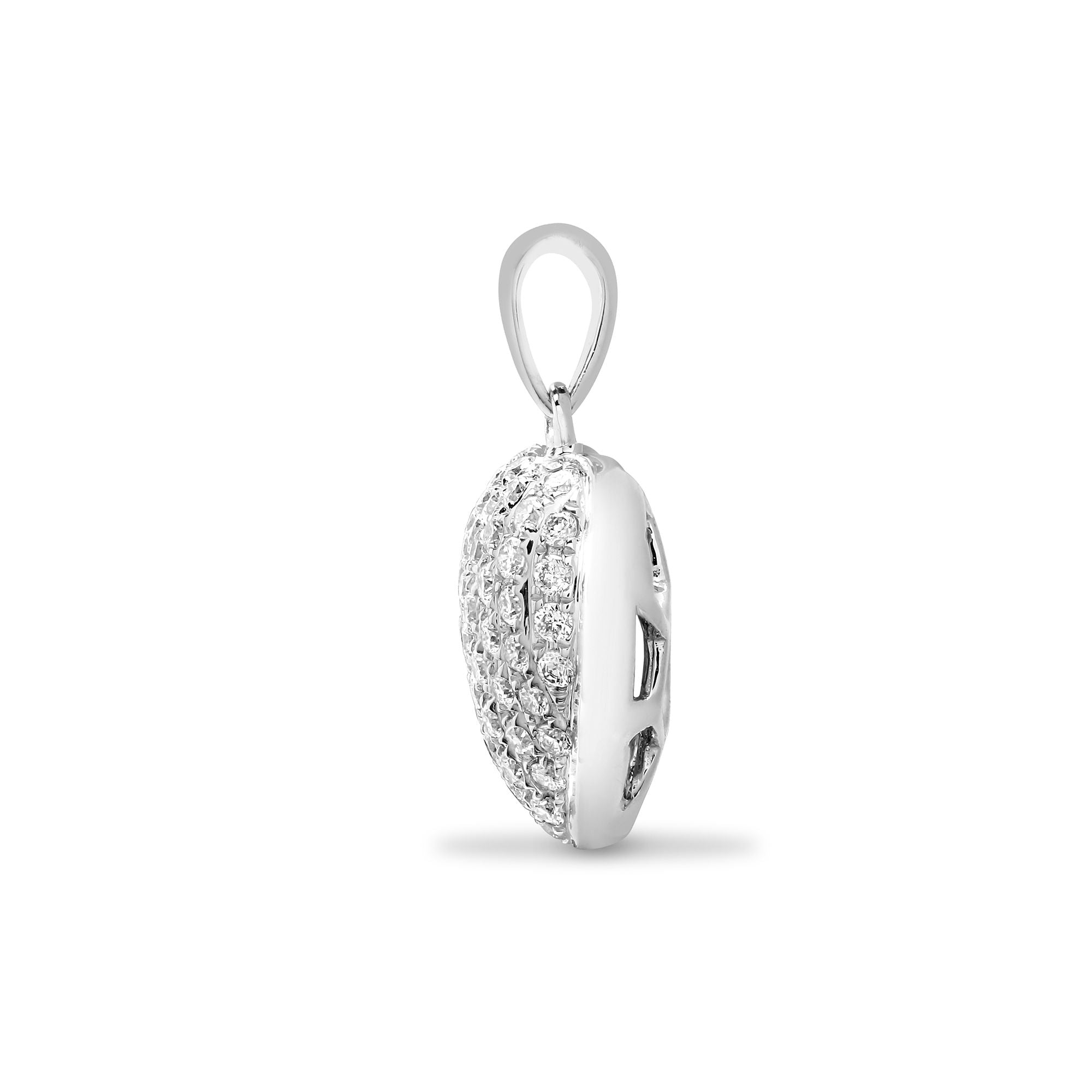 18ct White 0.35ct Natural Diamond Pave Set Heart Pendant