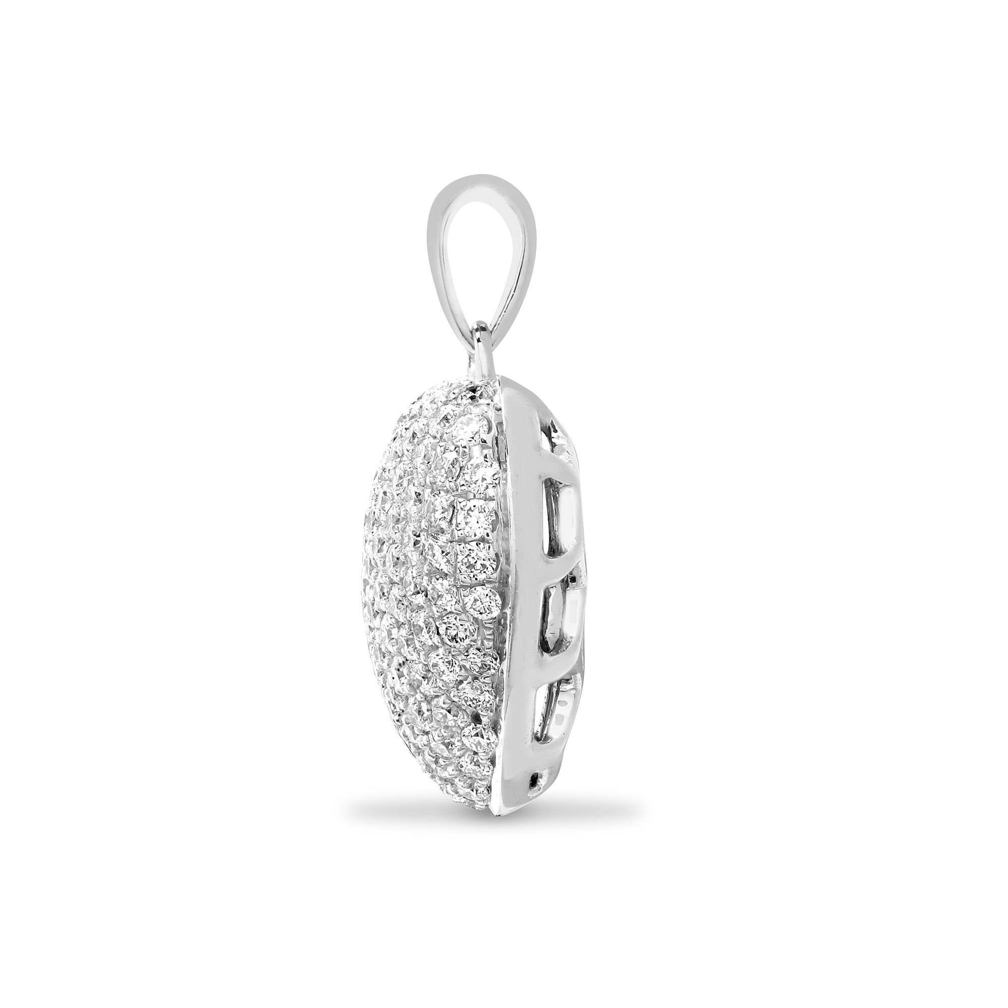18ct White 0.66ct Natural Diamond Pave Set Heart Pendant