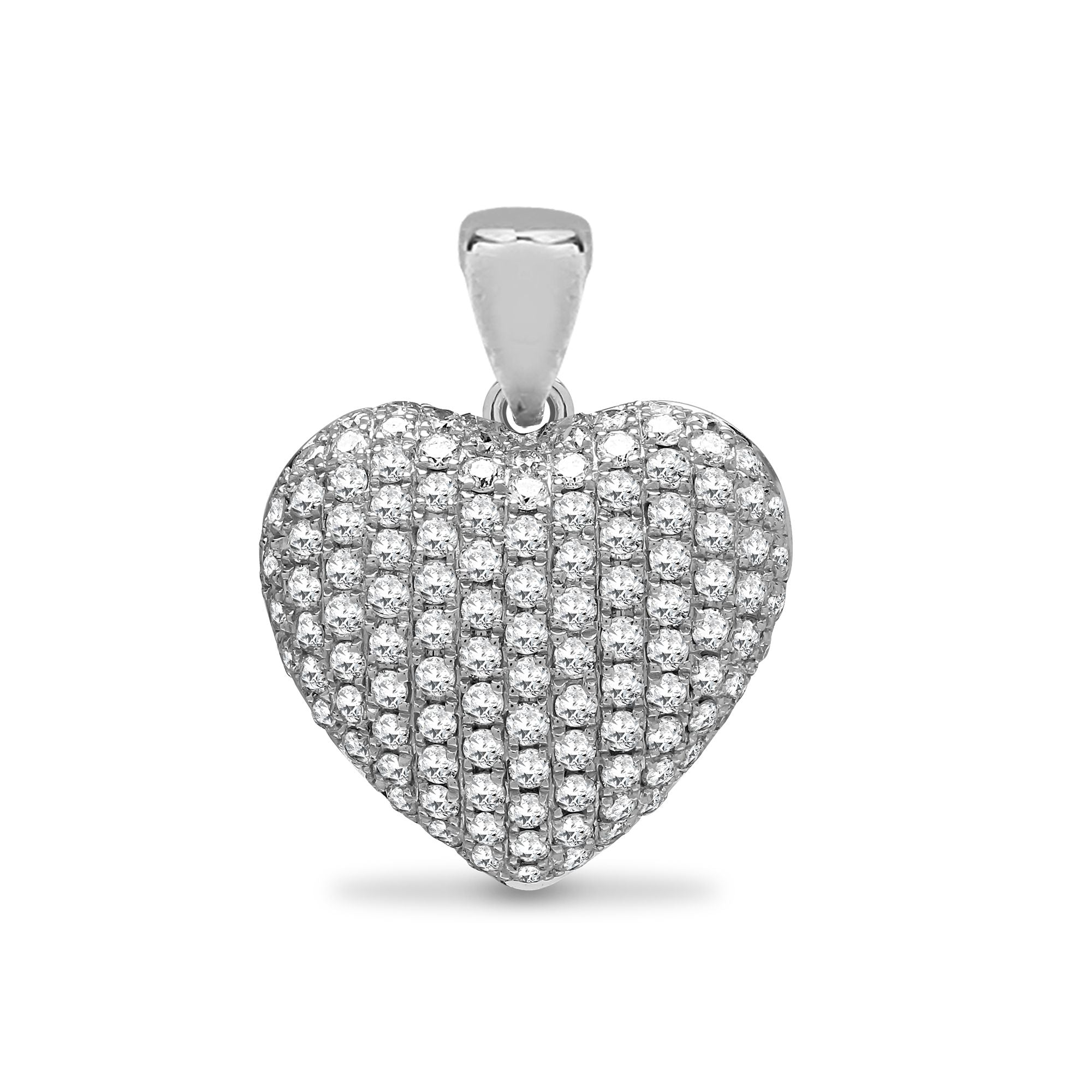 18ct White 0.66ct Natural Diamond Pave Set Heart Pendant