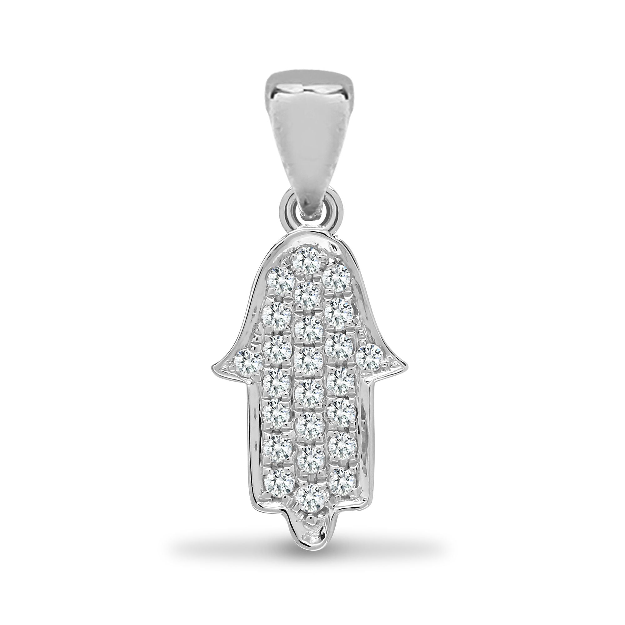 18ct 2 Col 0.14ct Natural Diamond Hamsa Pendant