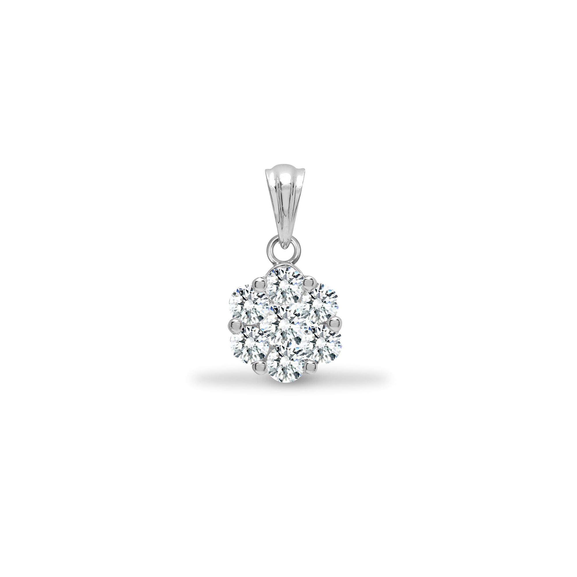 18ct White Natural Diamond 7 Stone Cluster Pendant