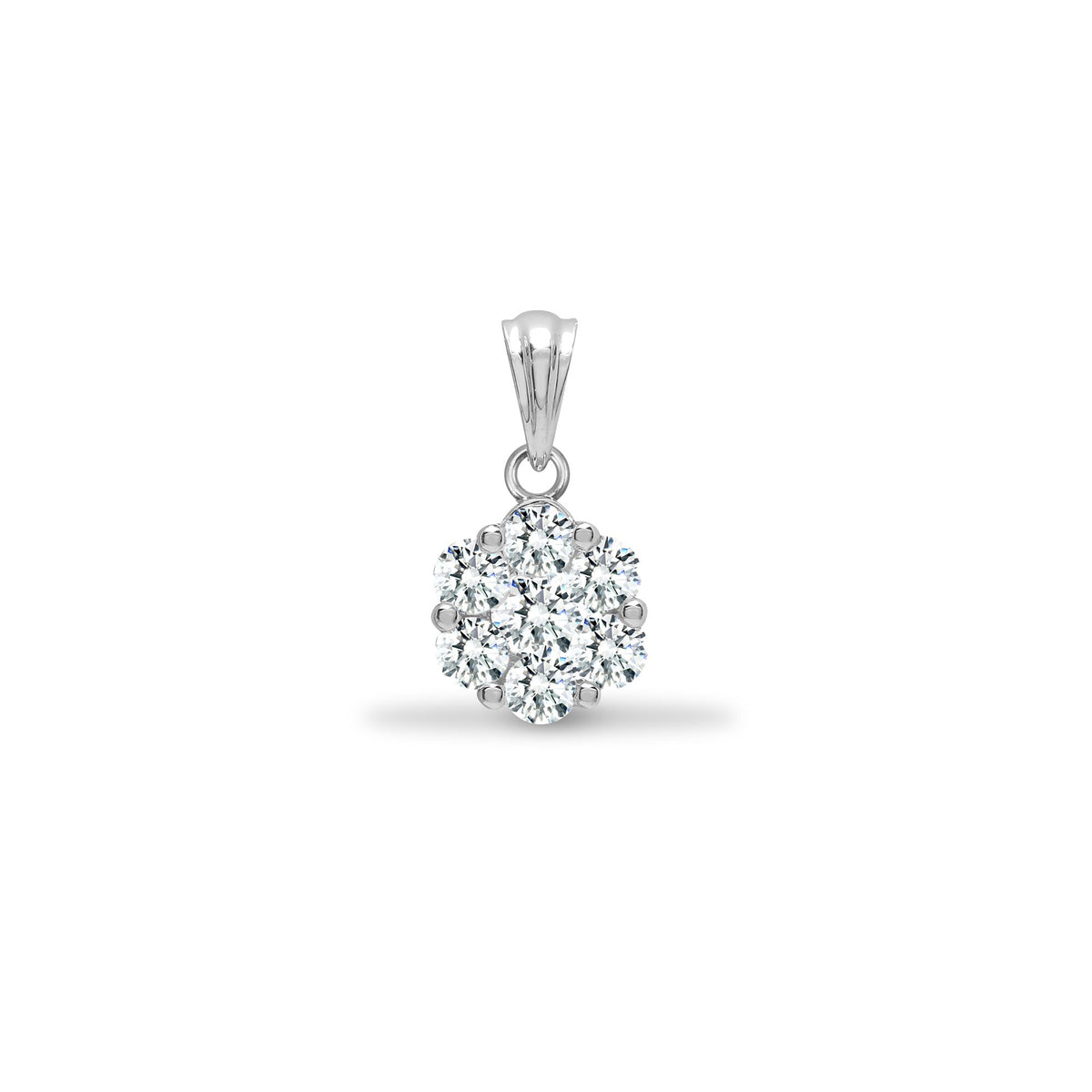 18ct White Natural Diamond 7 Stone Cluster Pendant