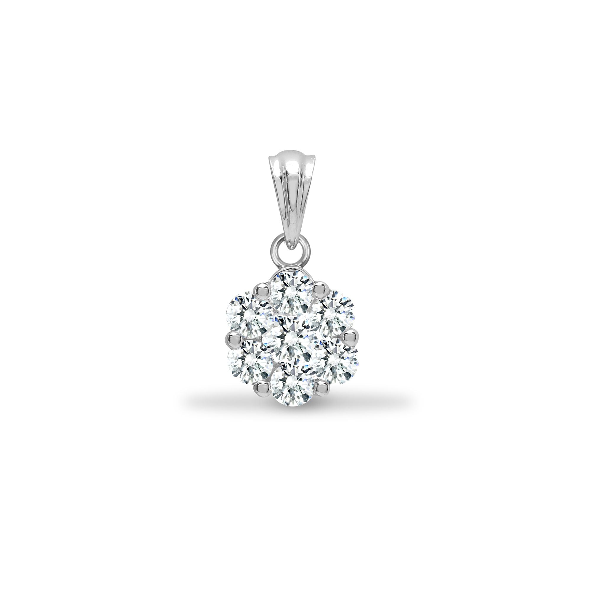 18ct White 0.50ct Natural Diamond 7 Stone Cluster Pendant