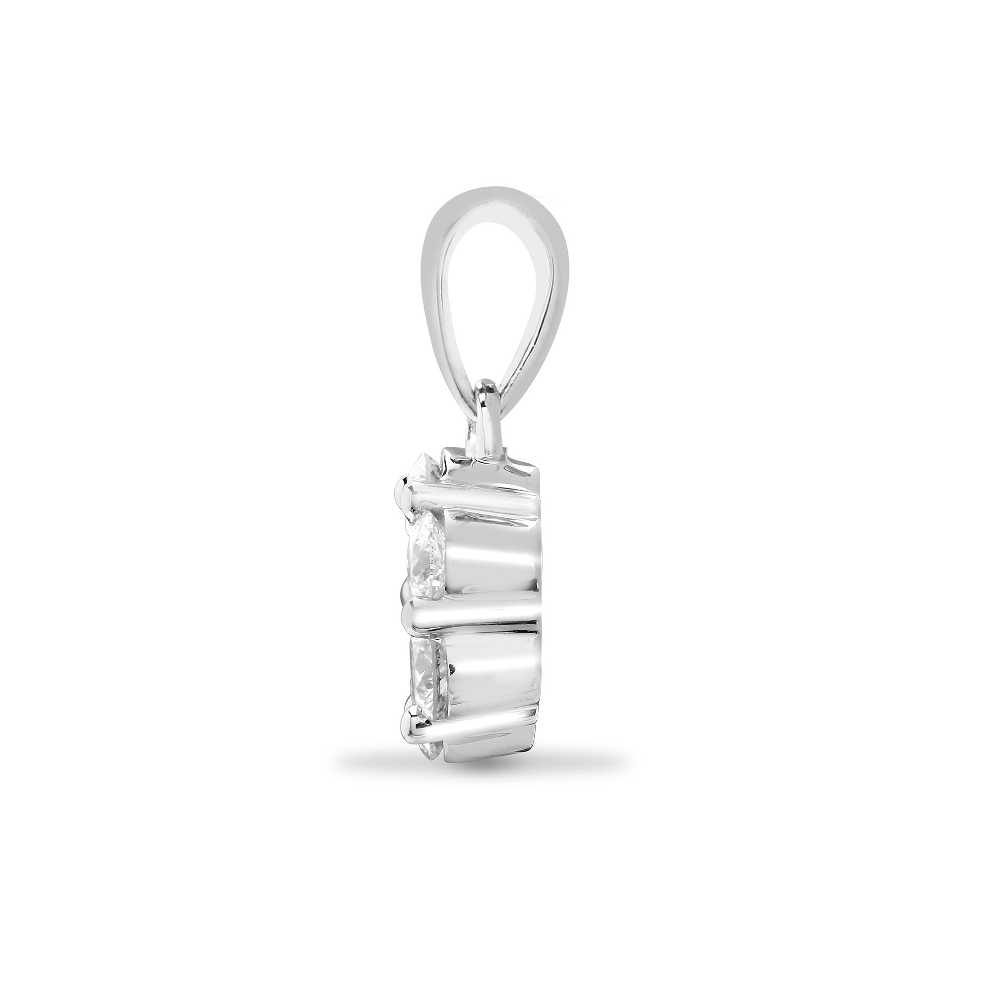 18ct White 0.75ct Natural Diamond 7 Stone Cluster Pendant