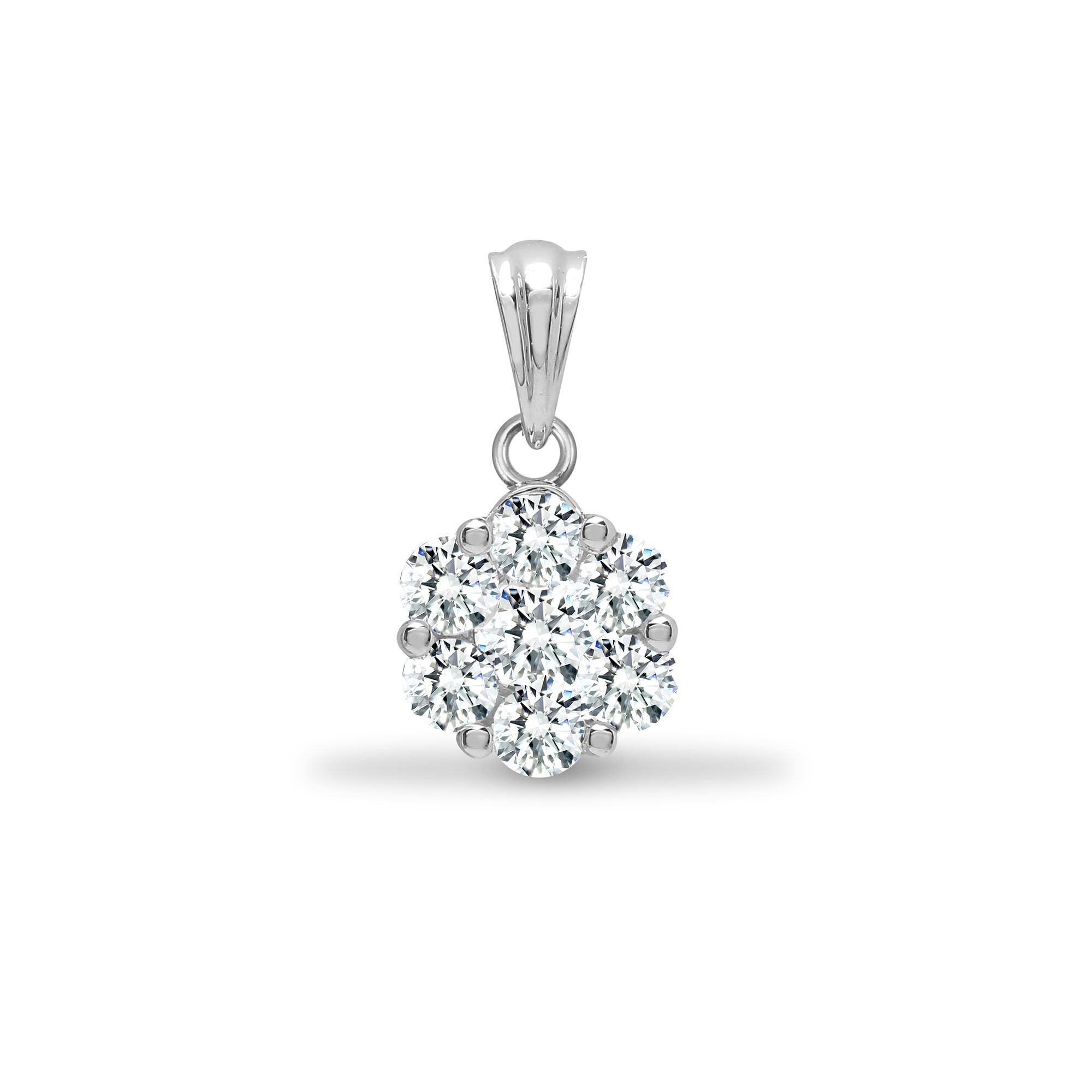 18ct White 0.75ct Natural Diamond 7 Stone Cluster Pendant