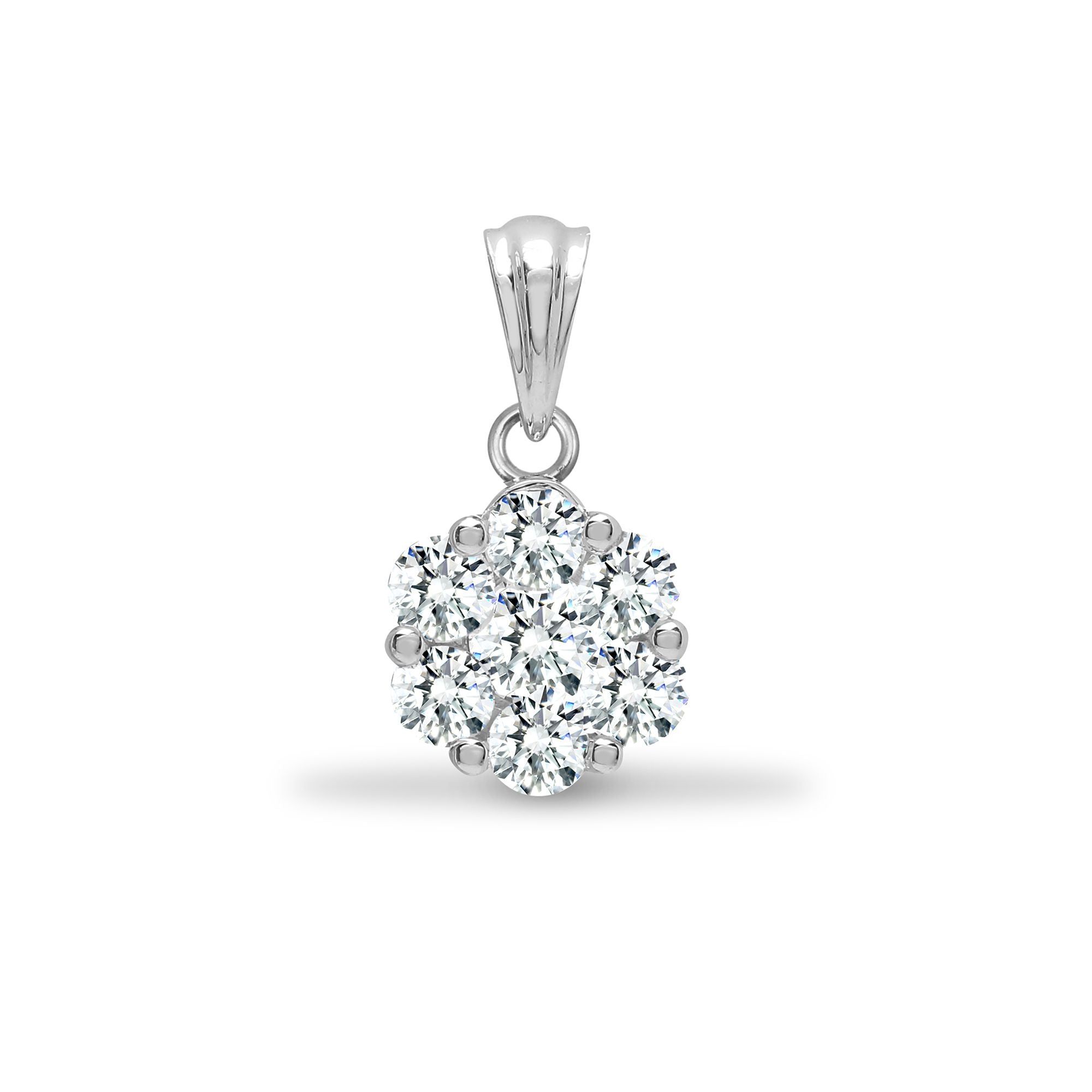 18ct White 1.00ct Natural Diamond 7 Stone Cluster Pendant