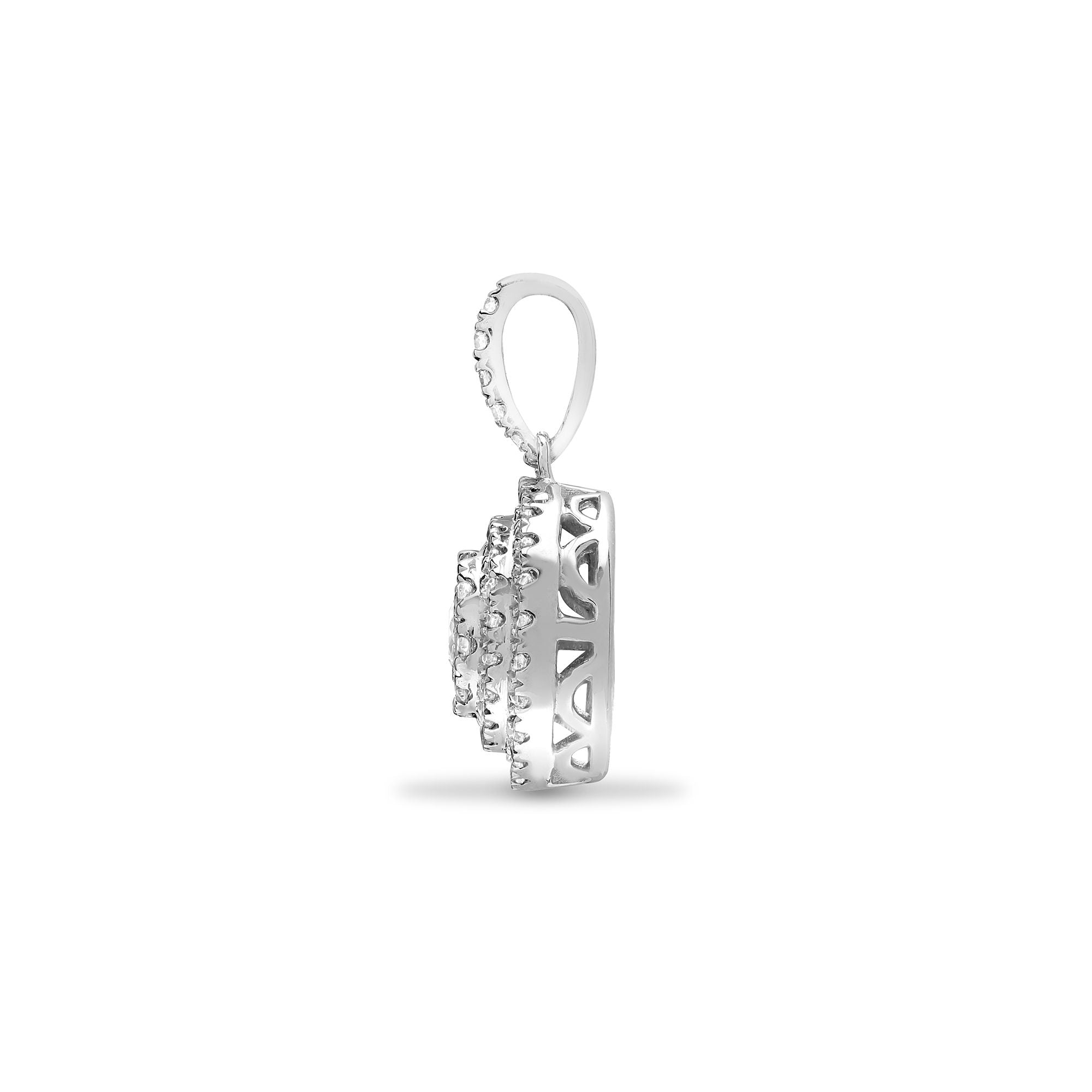 18ct White 0.73ct Natural Diamond Looped Bale Cluster Pendant