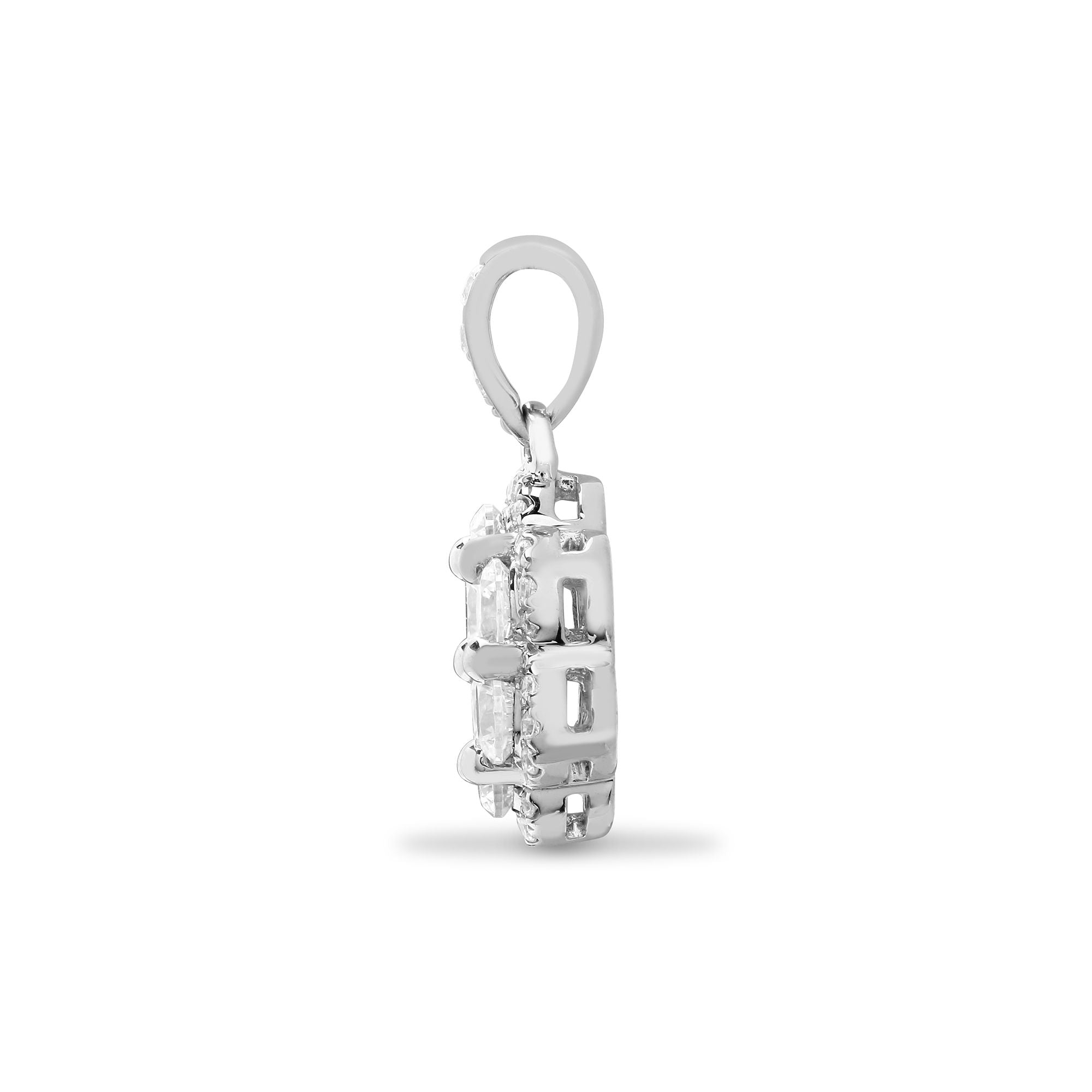 18ct White 0.77ct Natural Diamond Cluster Pendant