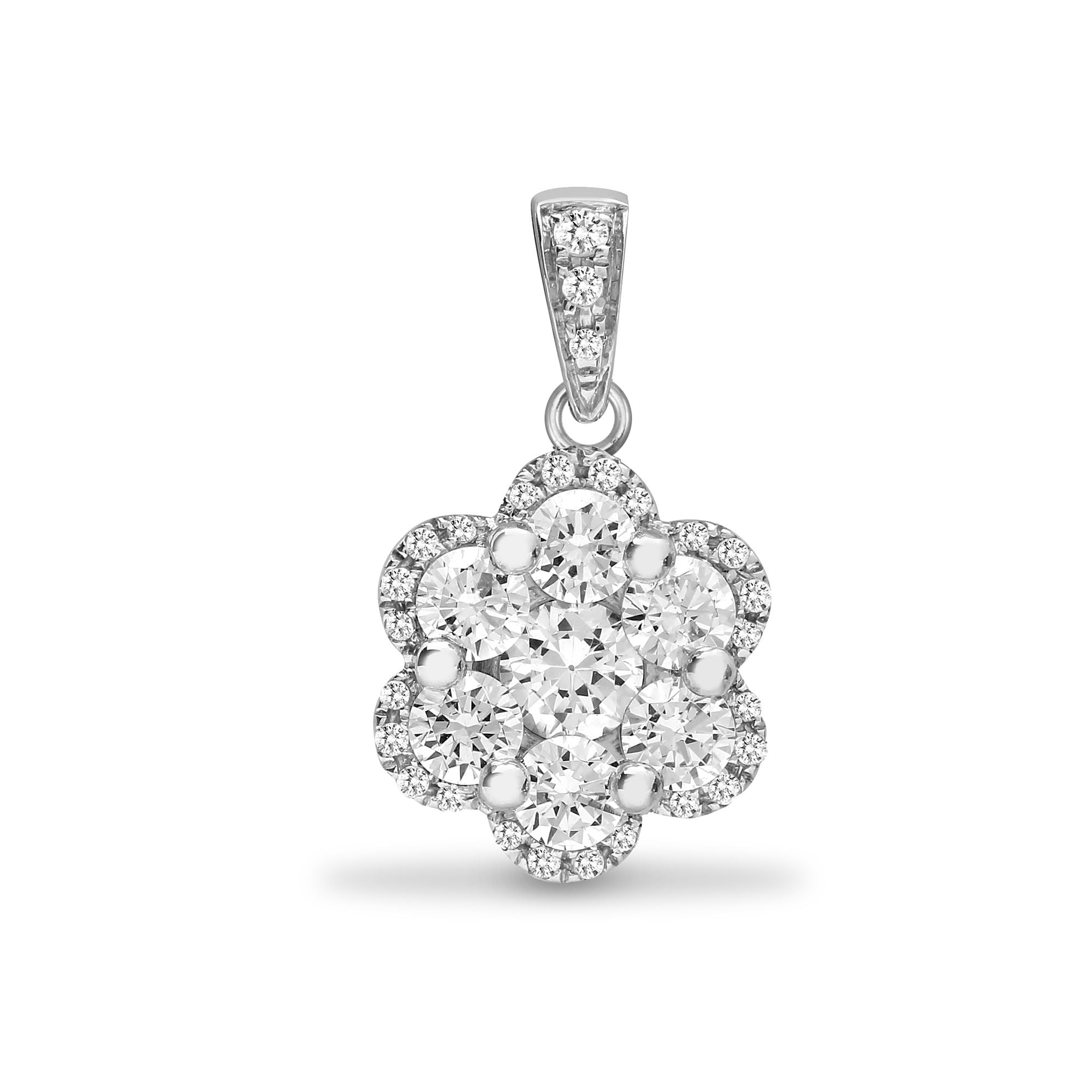 18ct White 0.77ct Natural Diamond Cluster Pendant