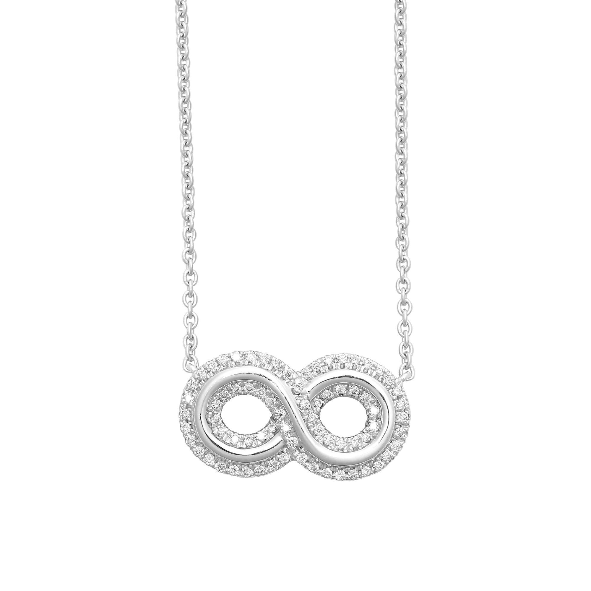 18ct White 0.20ct Natural Diamond Infinity Pendant + 18" Chain included