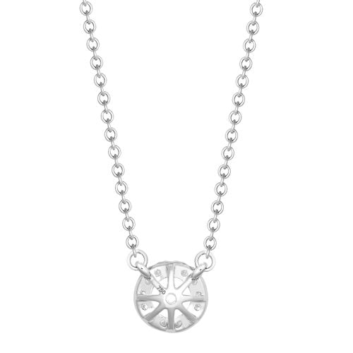 Lab 18ct White Gold 0.08ct Diamond Halo Pendant with 16"-18" Chain Extender set with a G SI1 Diamond