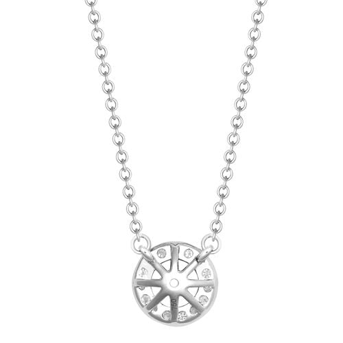 18ct White Gold 0.12ct Natural Diamond Halo Pendant with 16"-18" Chain Extender set with a 0.50ct G SI1 Diamond