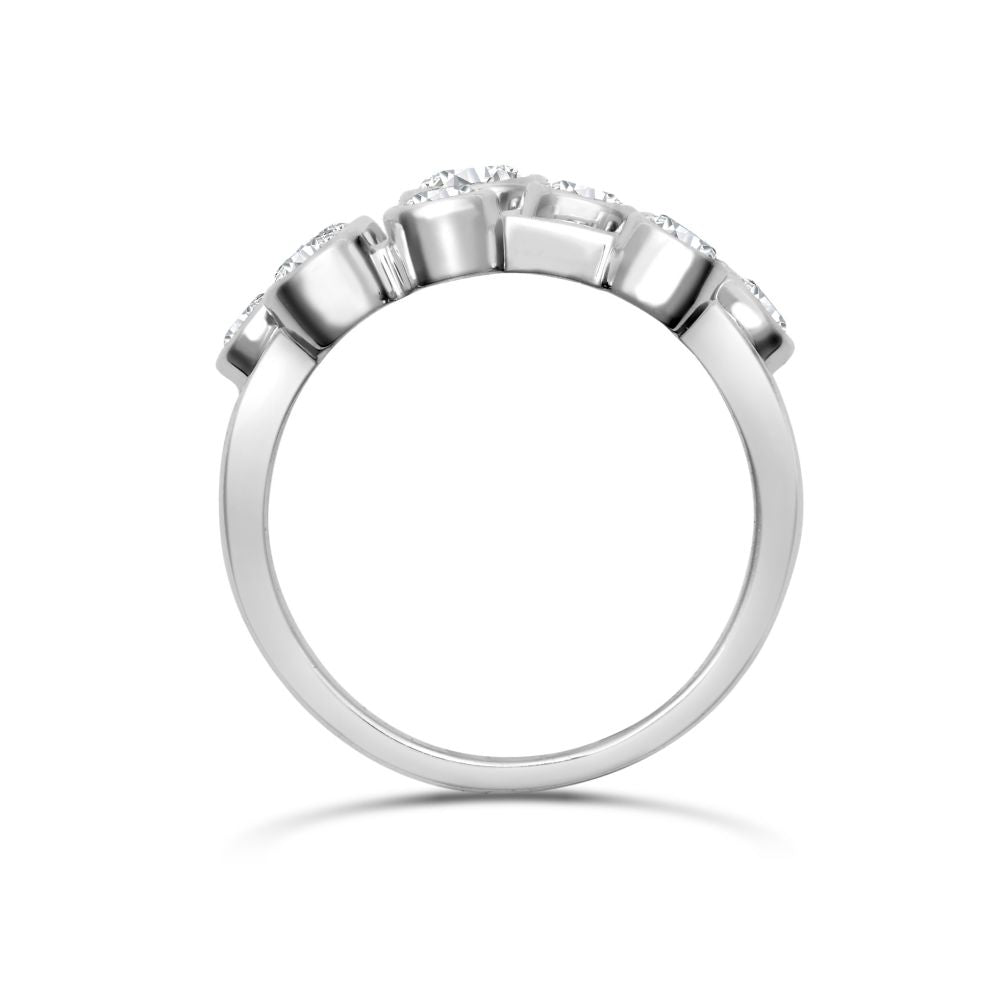 18ct White Gold 1.00cts Natural Diamond 3 Row Bubble Ring