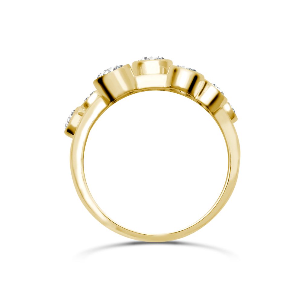 18ct Yellow Gold 1.00cts Natural Diamond 3 Row Bubble Ring