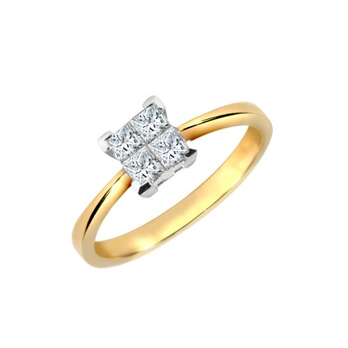 18ct Yellow Gold 25pts Natural Diamond Ring