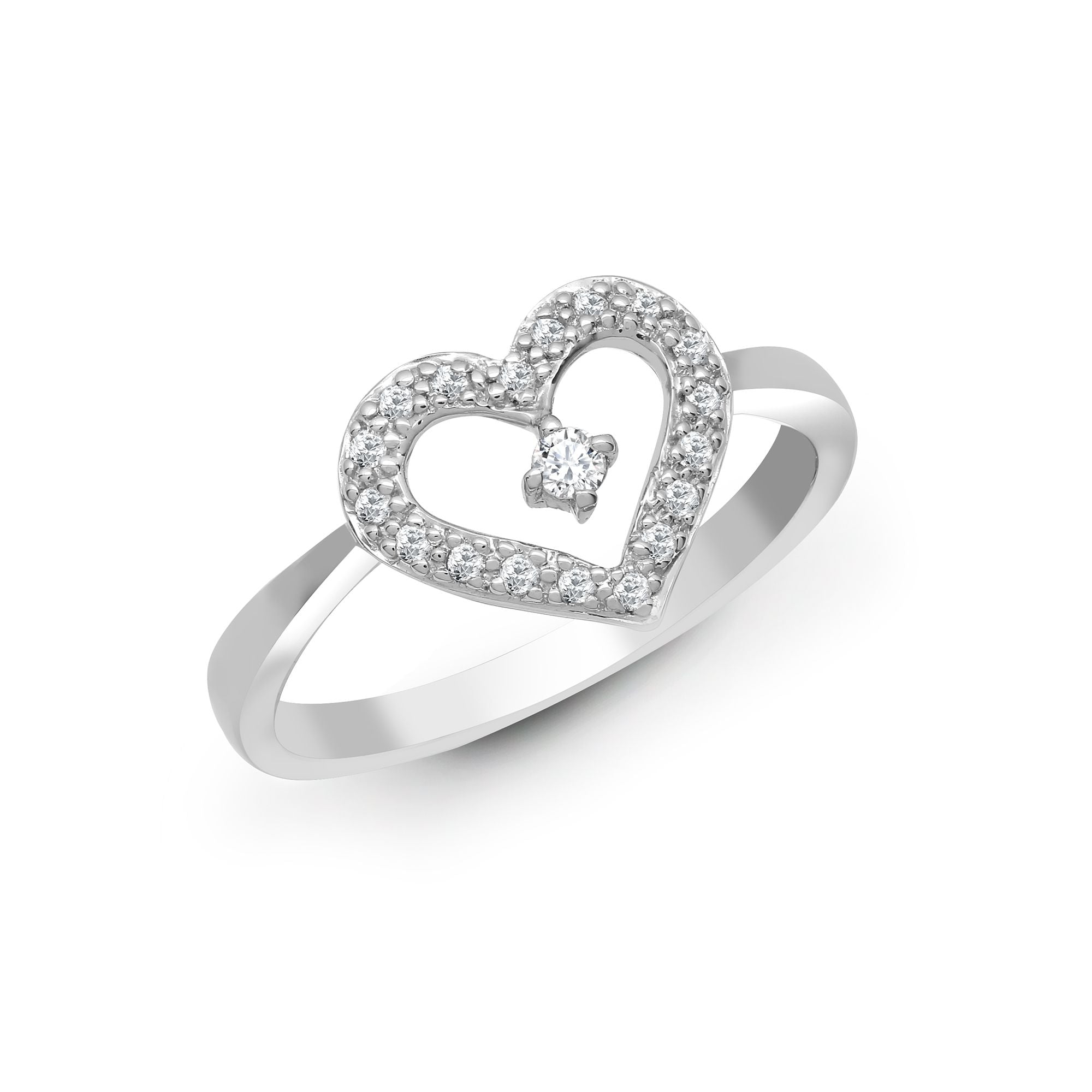 18ct White Gold Heart Shaped Natural Diamond Ring