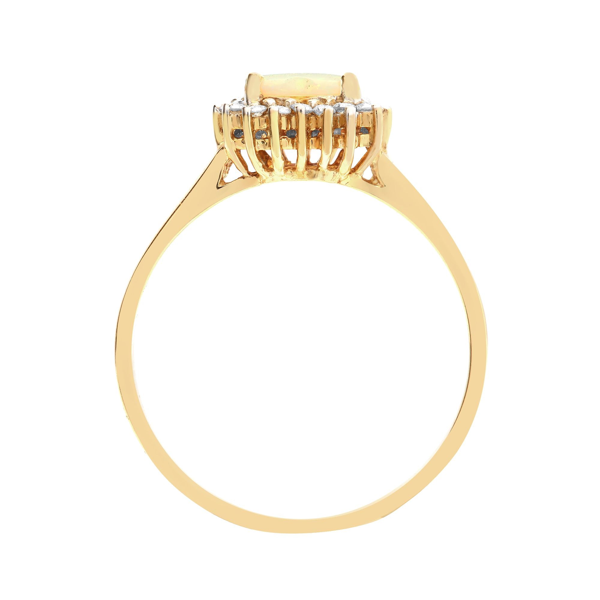18ct Yellow Gold Natural Diamond And Opal Heart Shaped Ring
