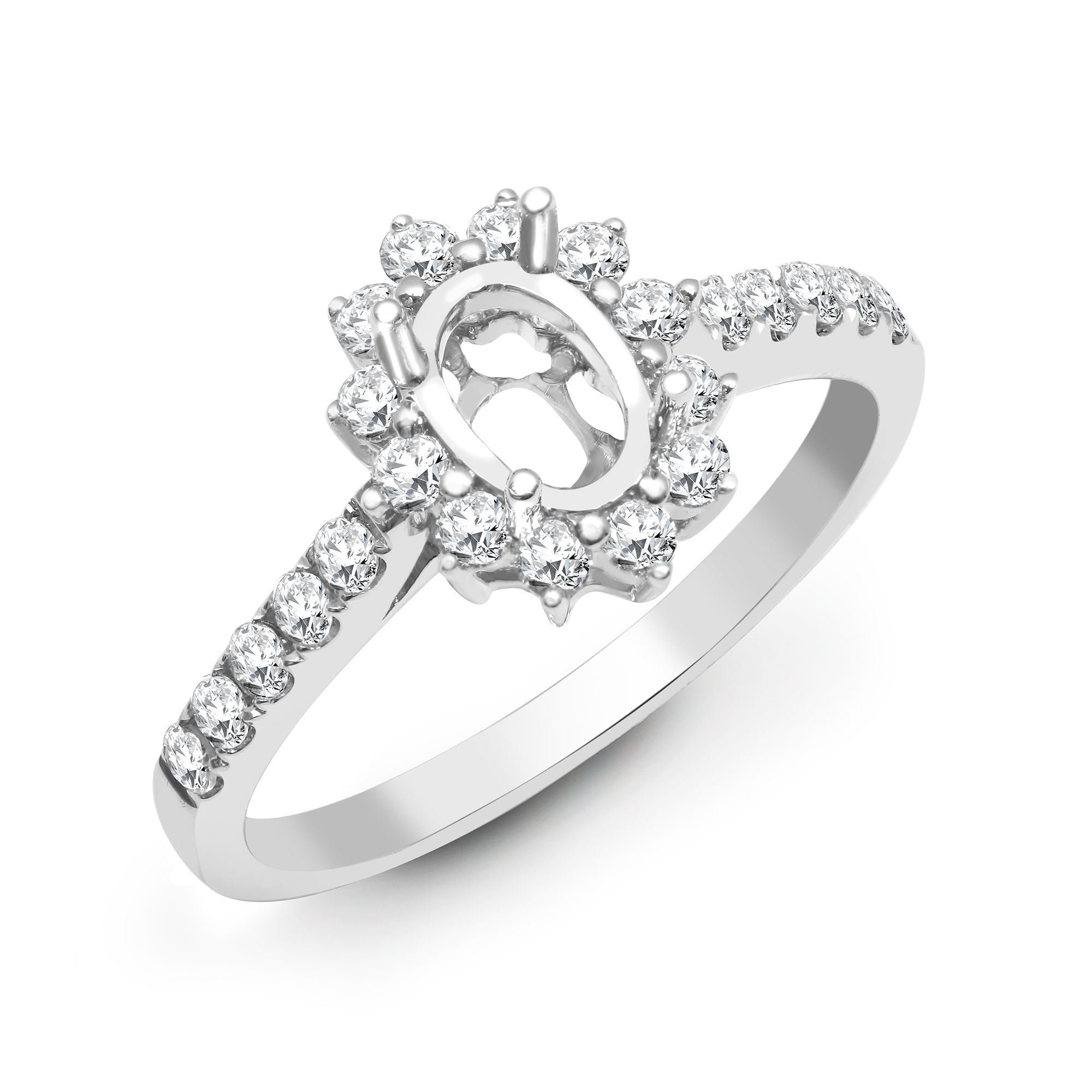 J | 18ct White Gold 50pt Semi Set Natural Diamond Ring Mount.Fits7x5.5mm