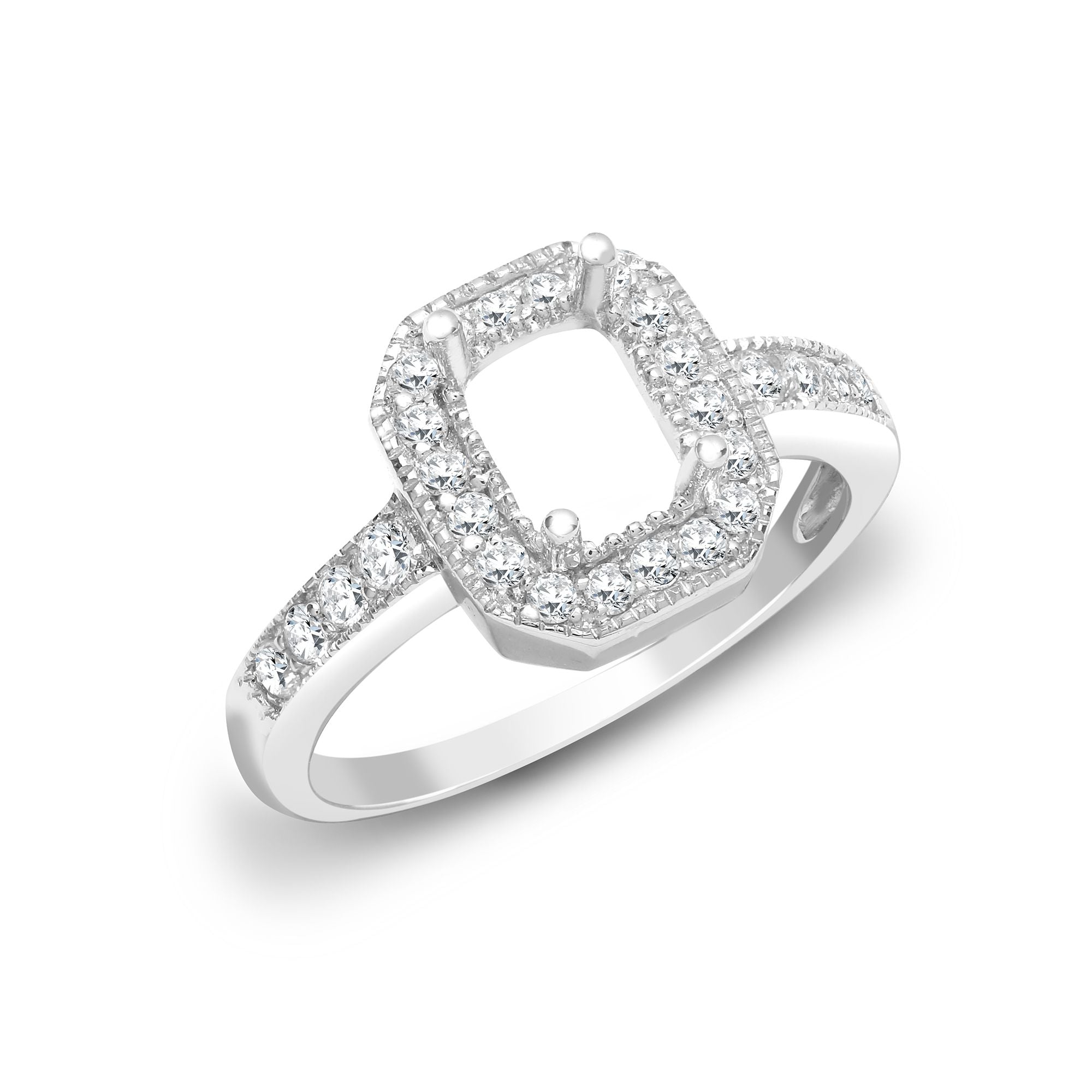 J | 18ct White Gold 43pt Semi Set Natural Diamond Ring Mount. Fits