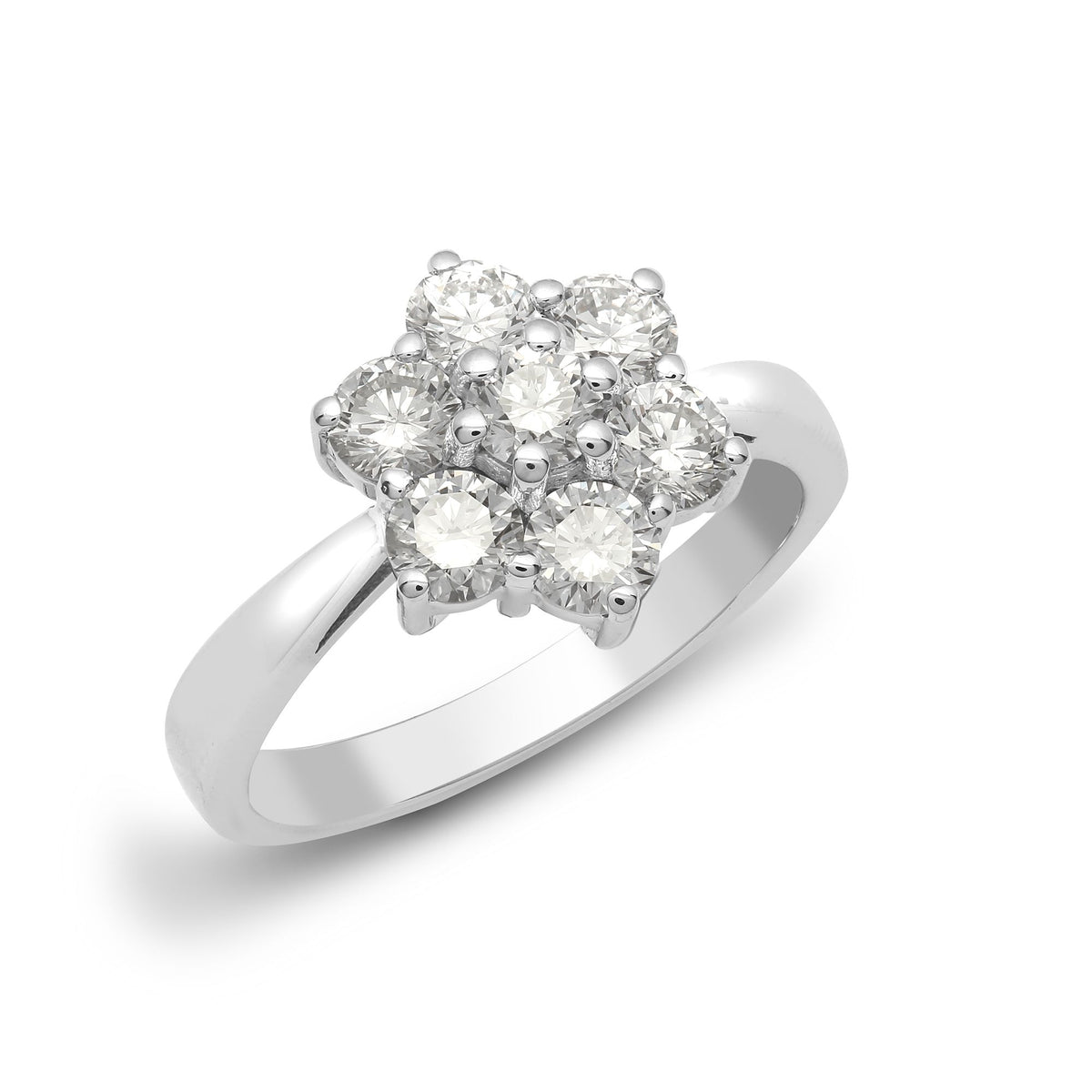 18ct White Gold 50pts 7 Stone Cluster Natural Diamond Ring