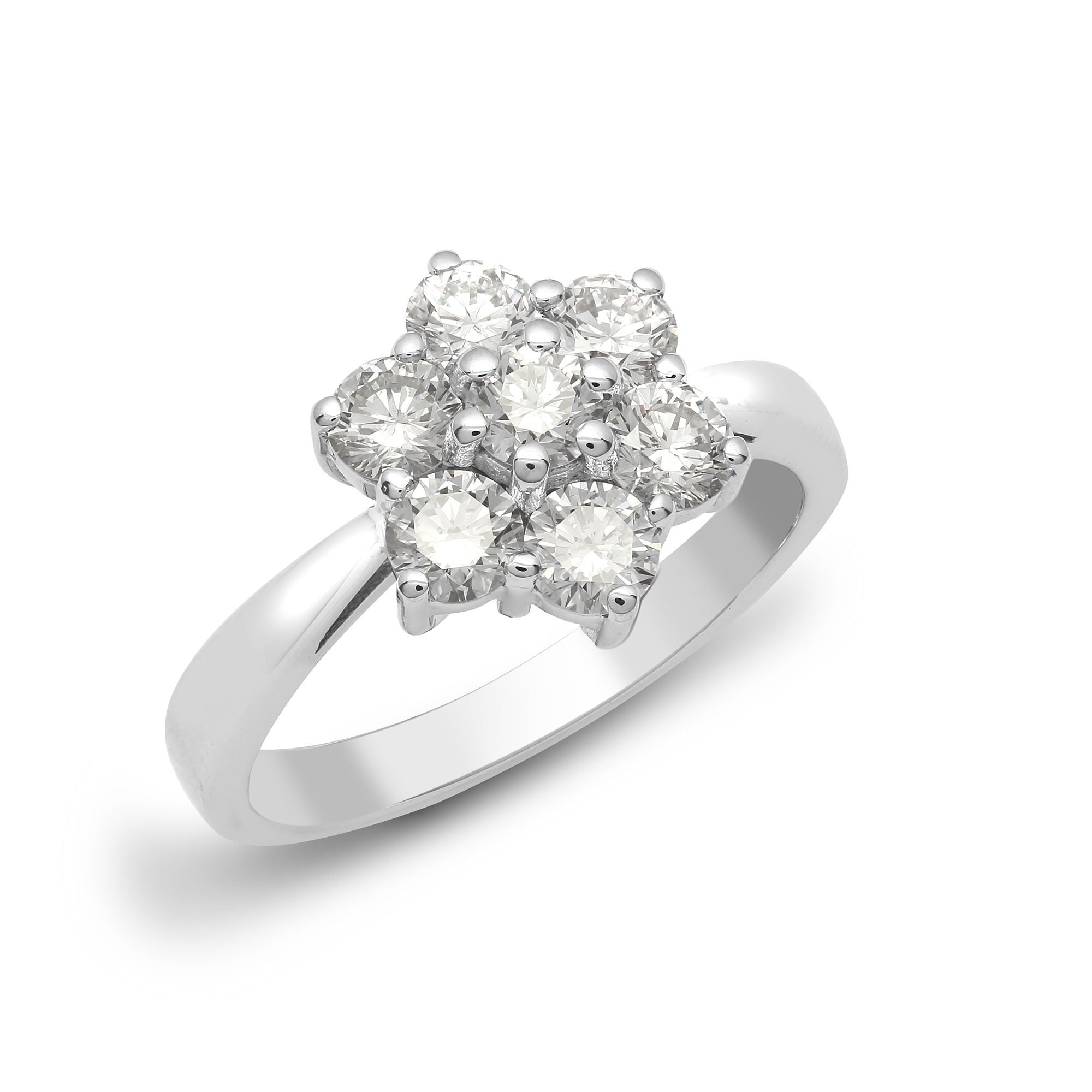 18ct White 1.50ct Natural Diamond 7 Stone Cluster Ring